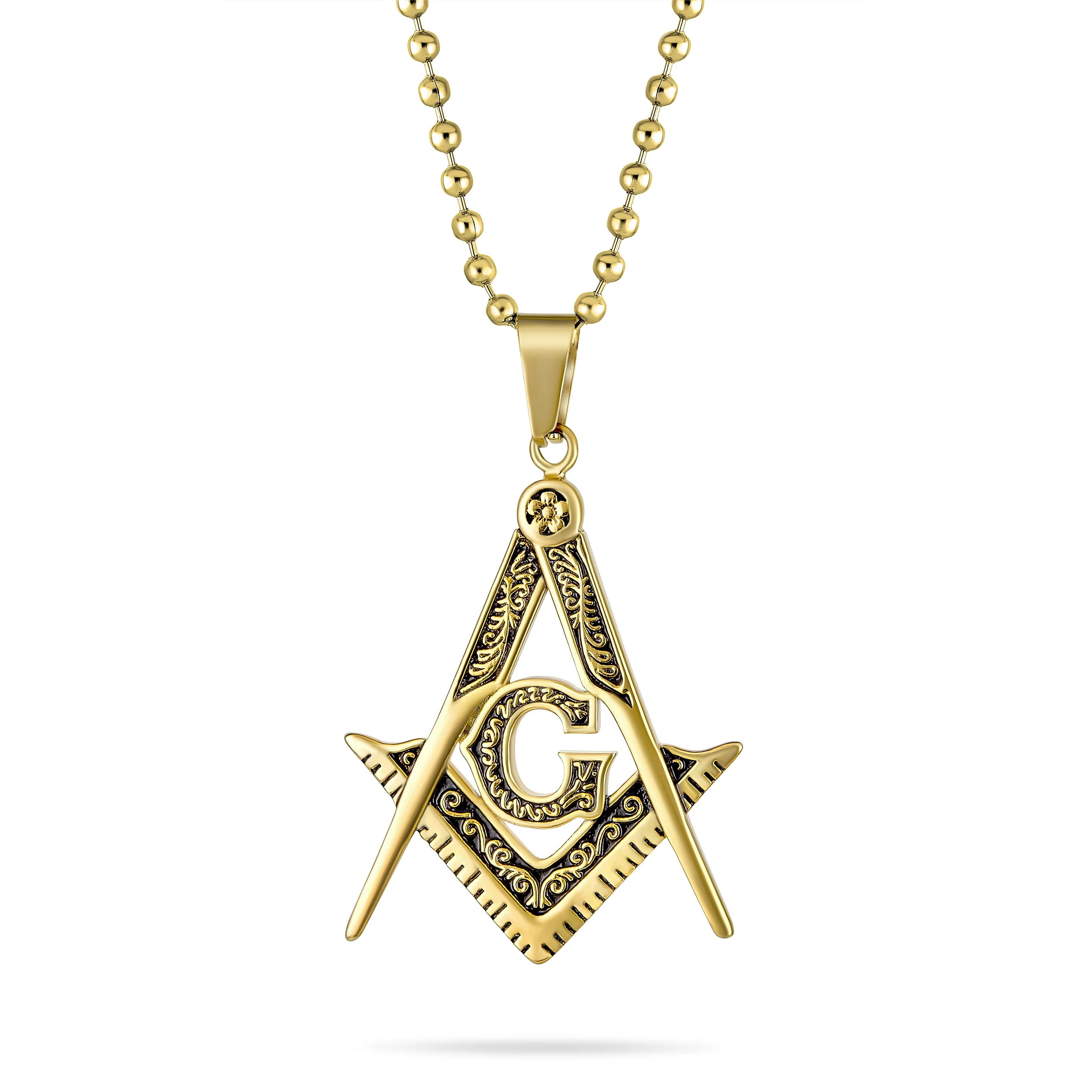 Black Oxidized Freemason Masonic Symbol Pendant Necklace - Image 2
