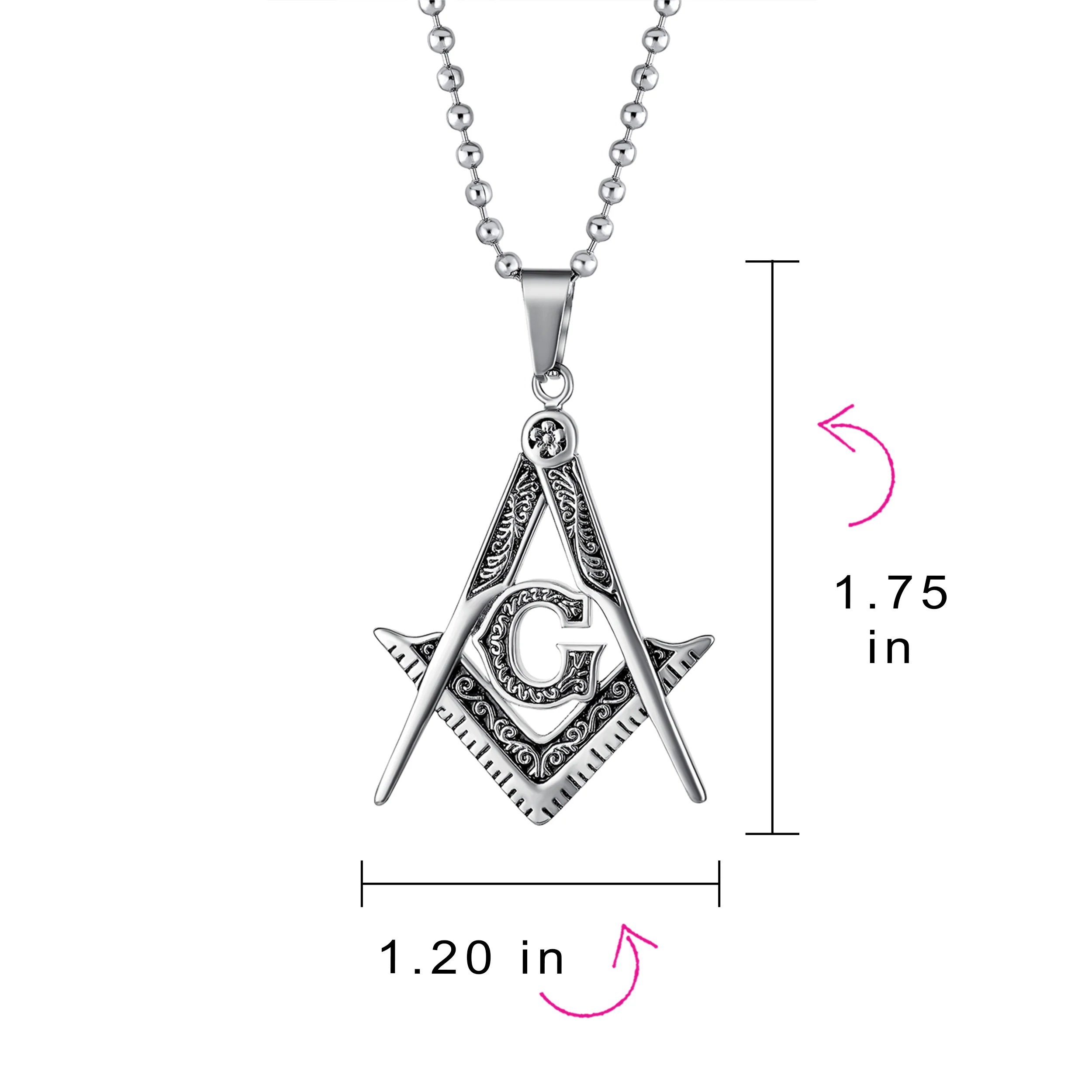 Black Oxidized Freemason Masonic Symbol Pendant Necklace - Image 7