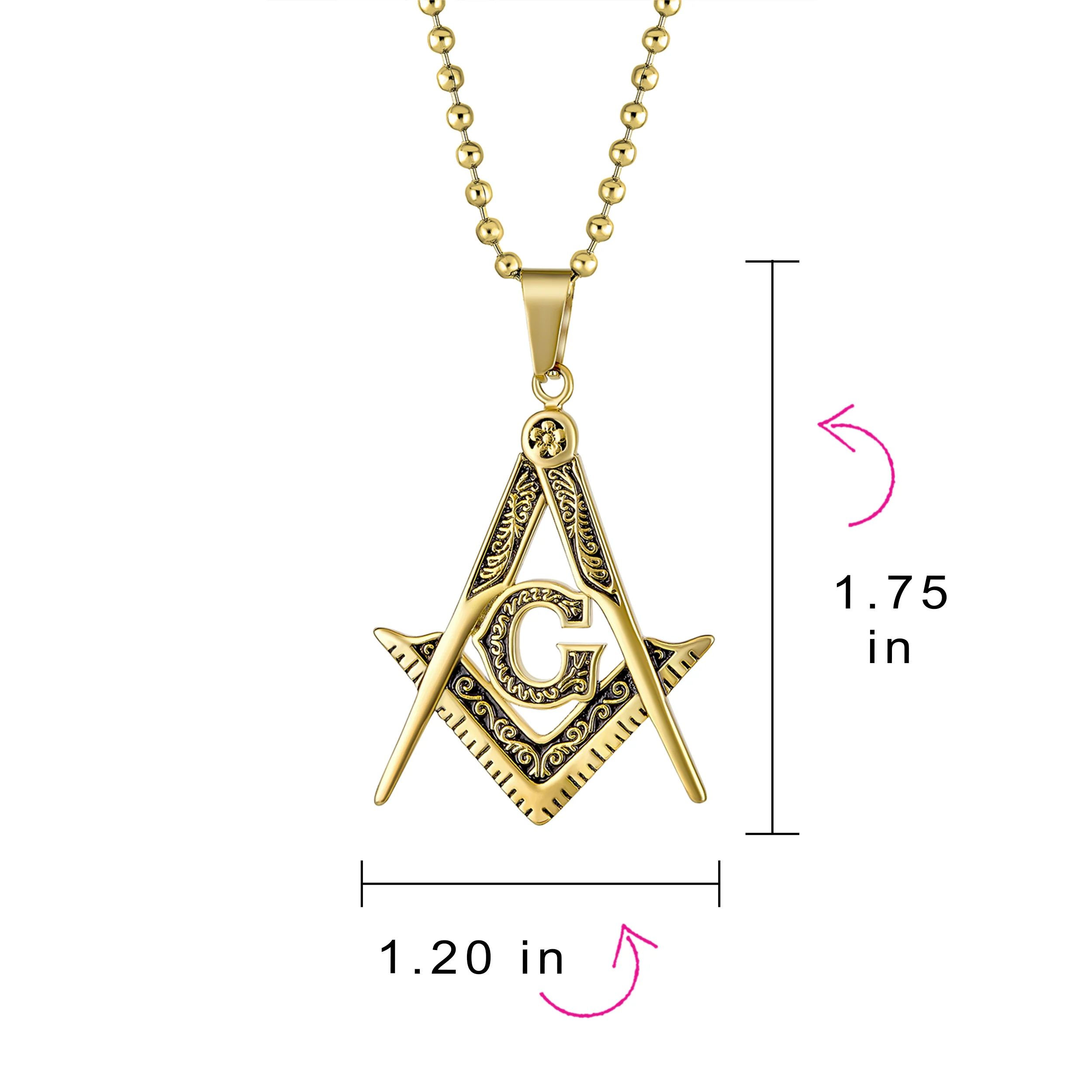 Black Oxidized Freemason Masonic Symbol Pendant Necklace - Image 8