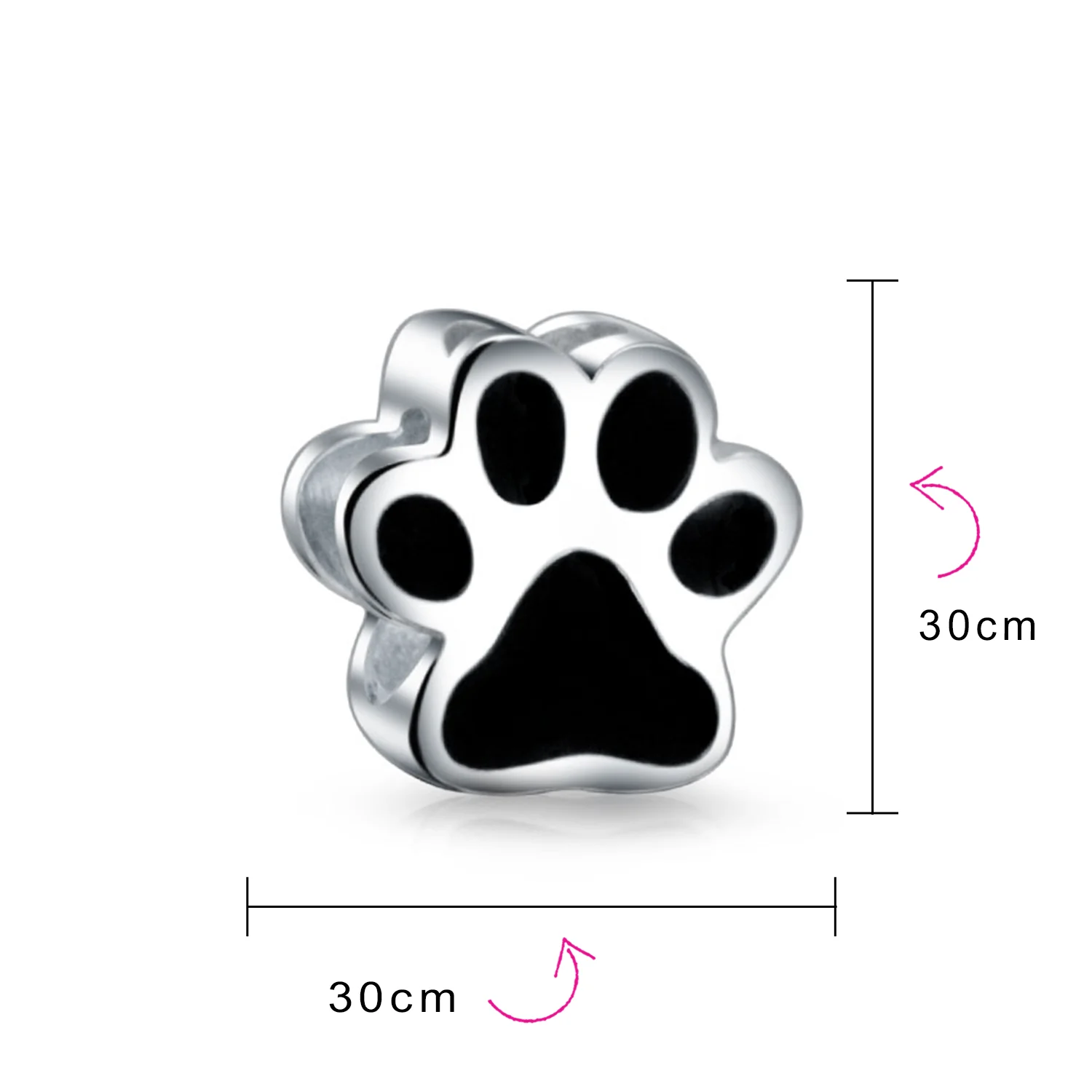 Black Paw Print Charm Bead for Pet Lovers Fits Bracelet - Image 3