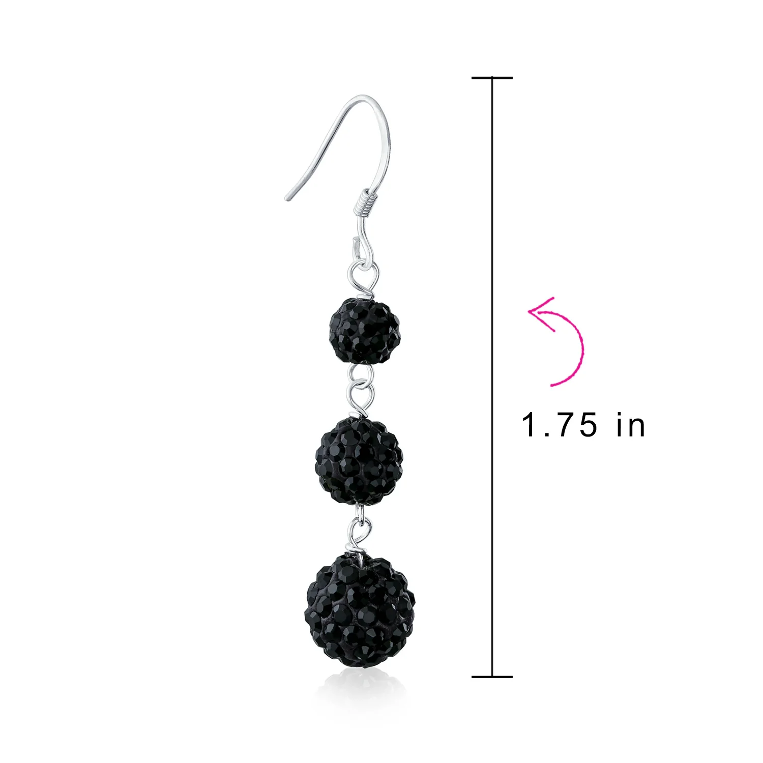 Multi Color Crystal Pave Disco Balls Dangle Earrings in Sterling Silver - Image 10