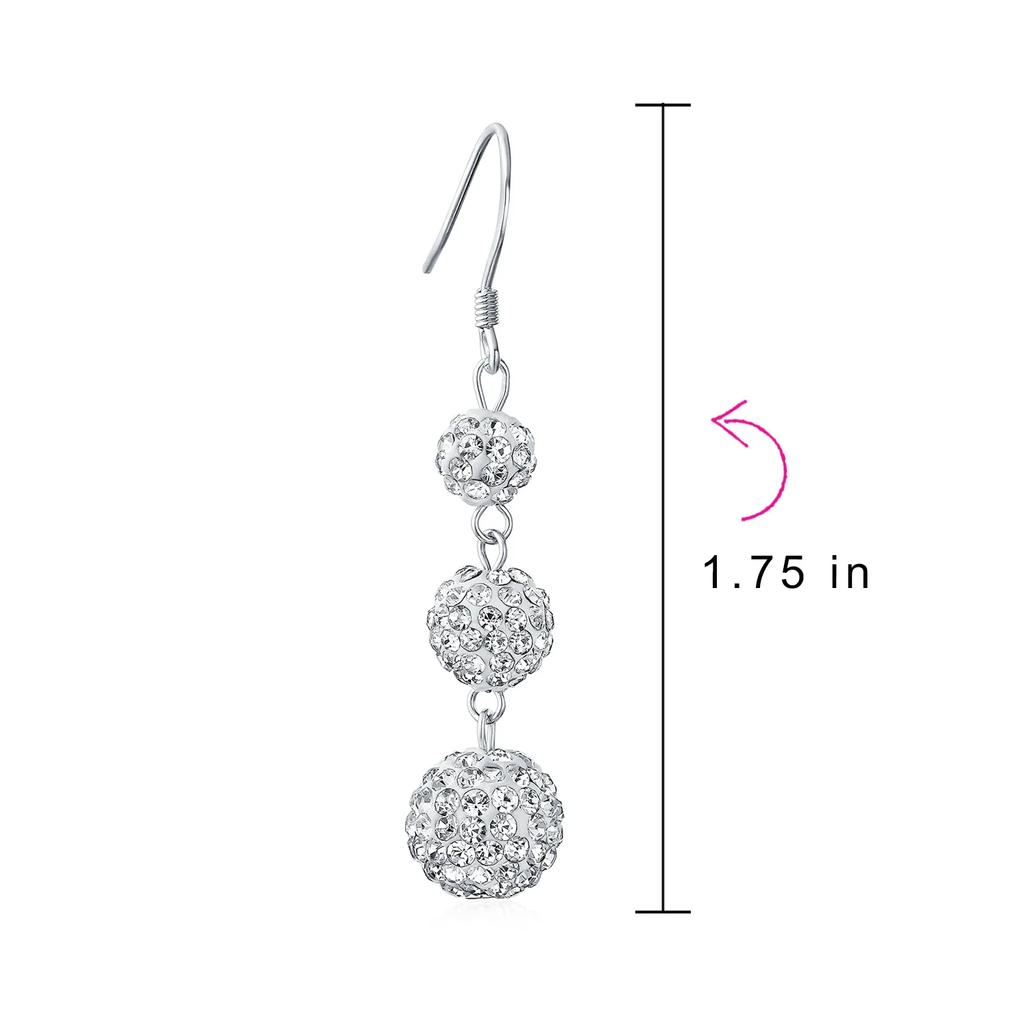 Multi Color Crystal Pave Disco Balls Dangle Earrings in Sterling Silver - Image 9