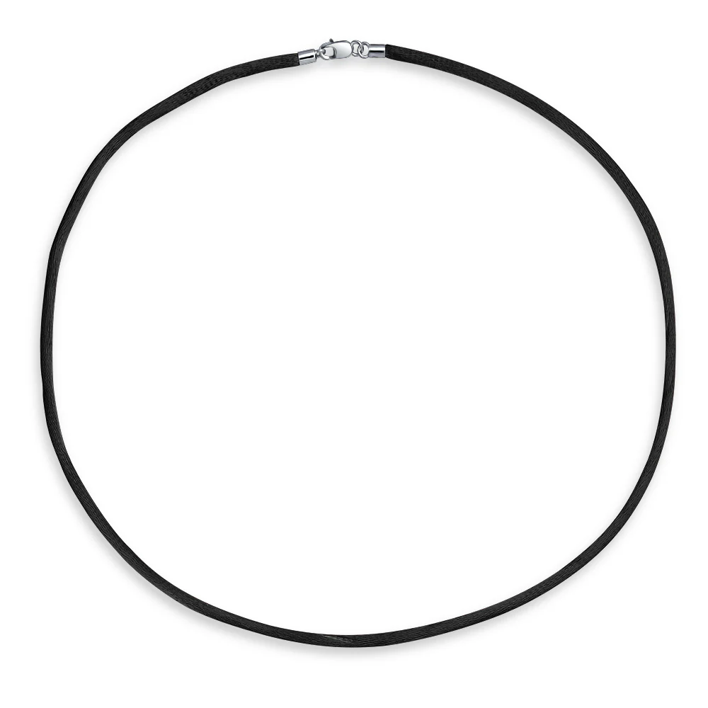 Black Silk Necklace Pendant Cords Sterling Silver 14 -36 Inch - Image 11