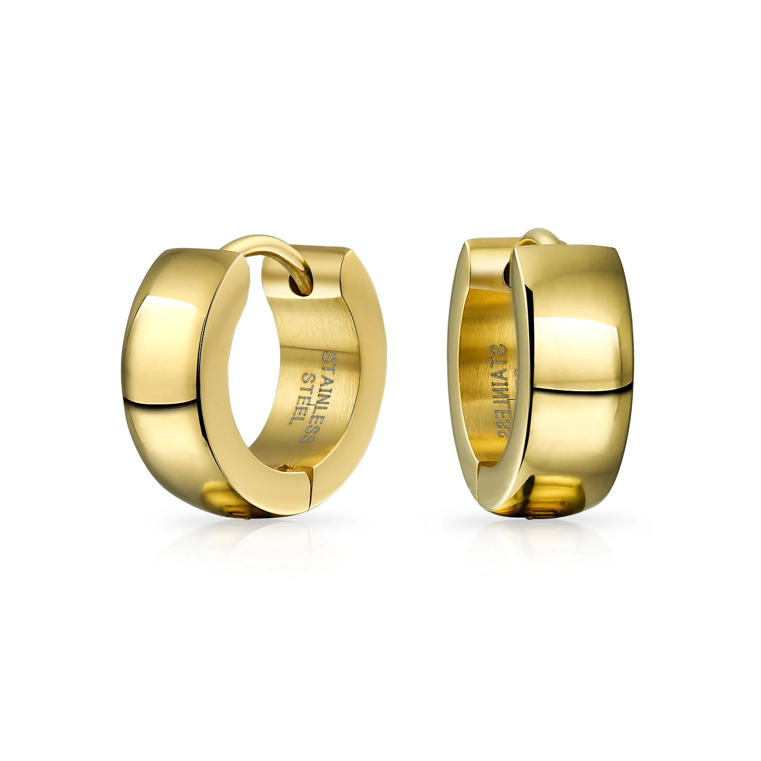 Simple Polished Black Rose Gold Plated Huggie Hoop Earring