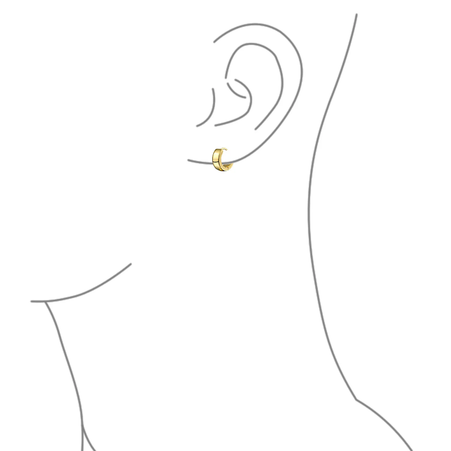 Simple Polished Black Rose Gold Plated Huggie Hoop Earring - Image 13