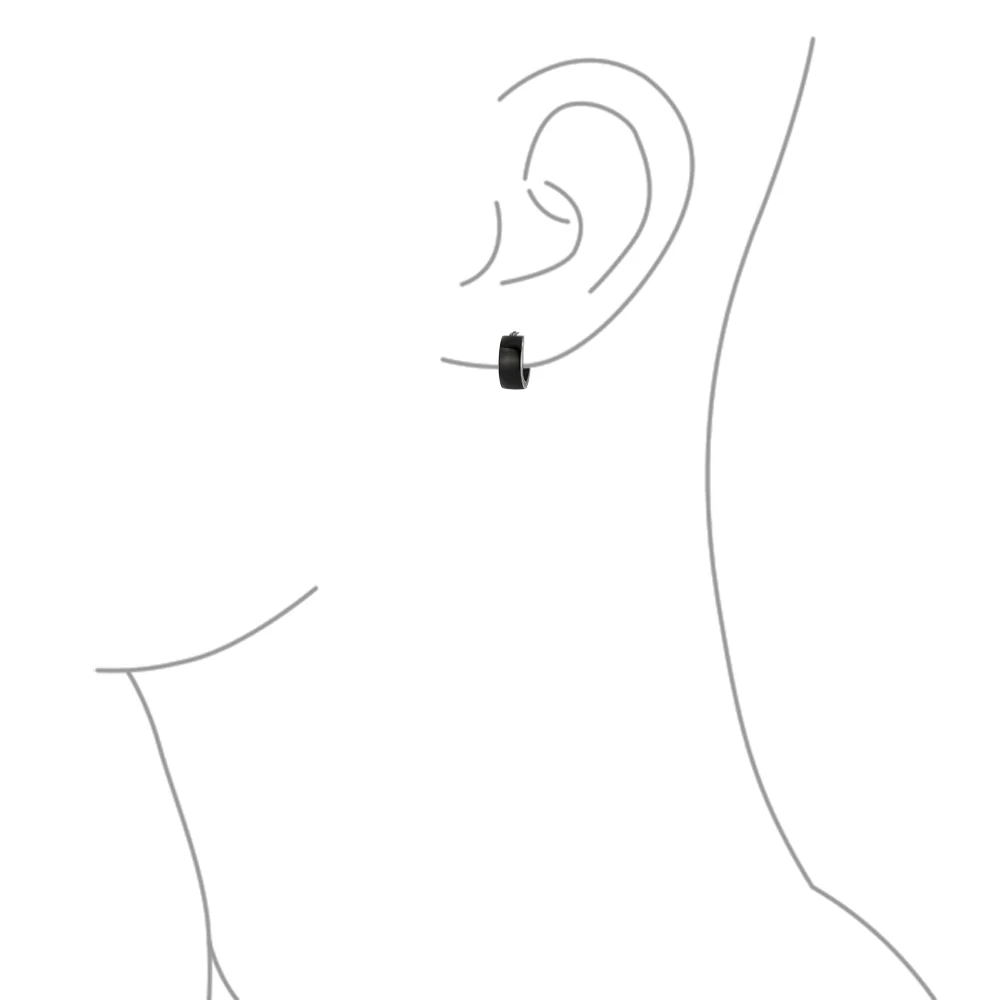 Simple Polished Black Rose Gold Plated Huggie Hoop Earring - Image 15