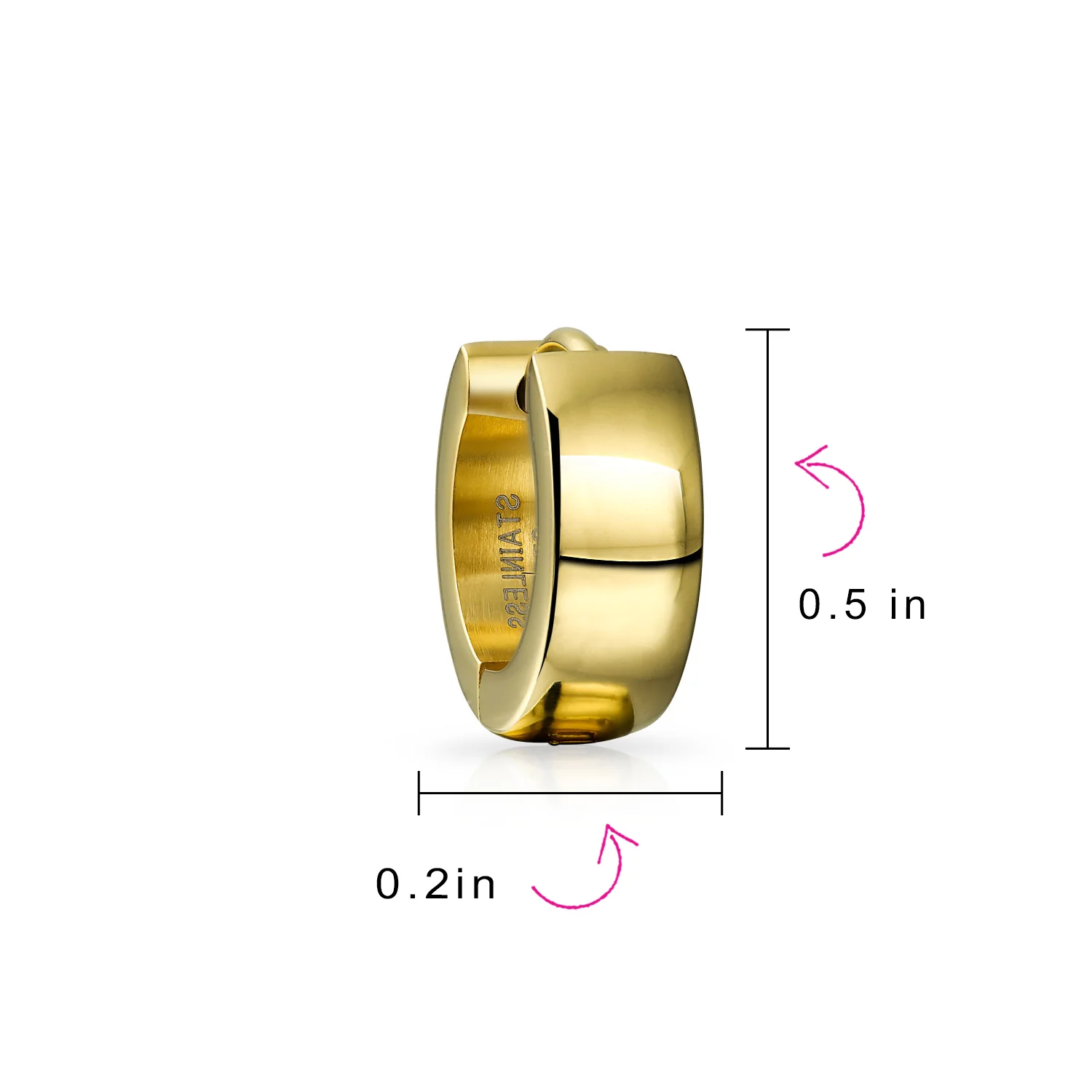 Simple Polished Black Rose Gold Plated Huggie Hoop Earring - Image 17
