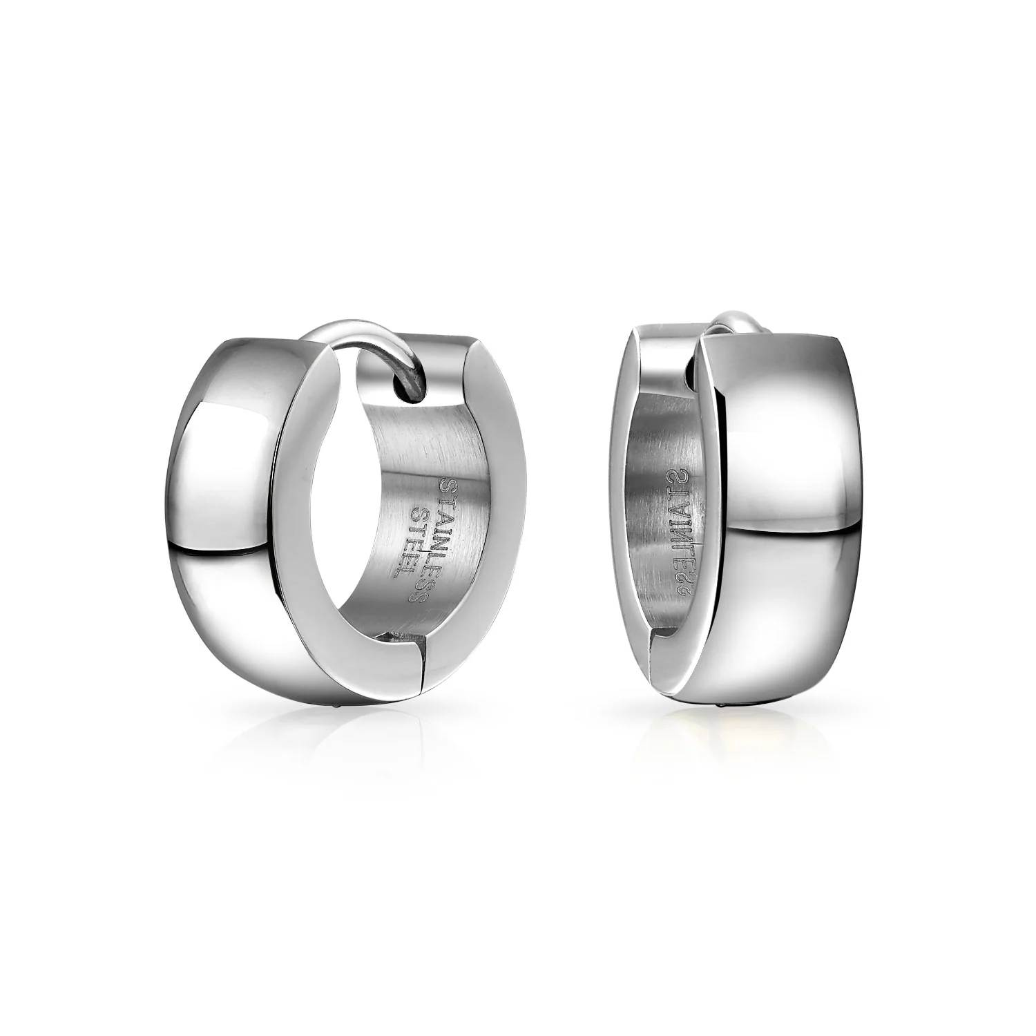 Simple Polished Black Rose Gold Plated Huggie Hoop Earring - Image 2