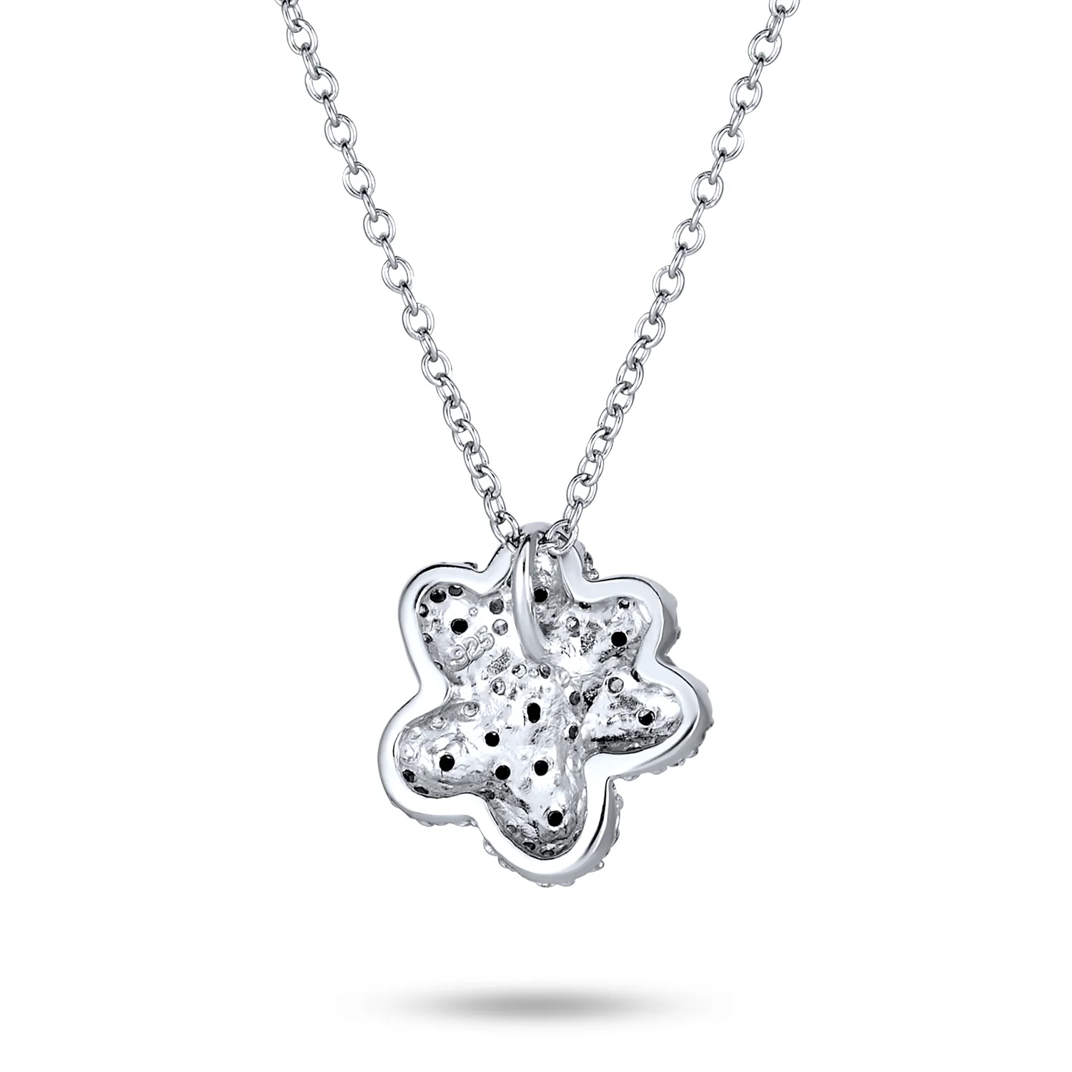 Black & White CZ Dog Cat Puppy Pet Paw Necklace & Earrings Set Sterling Silver - Image 4