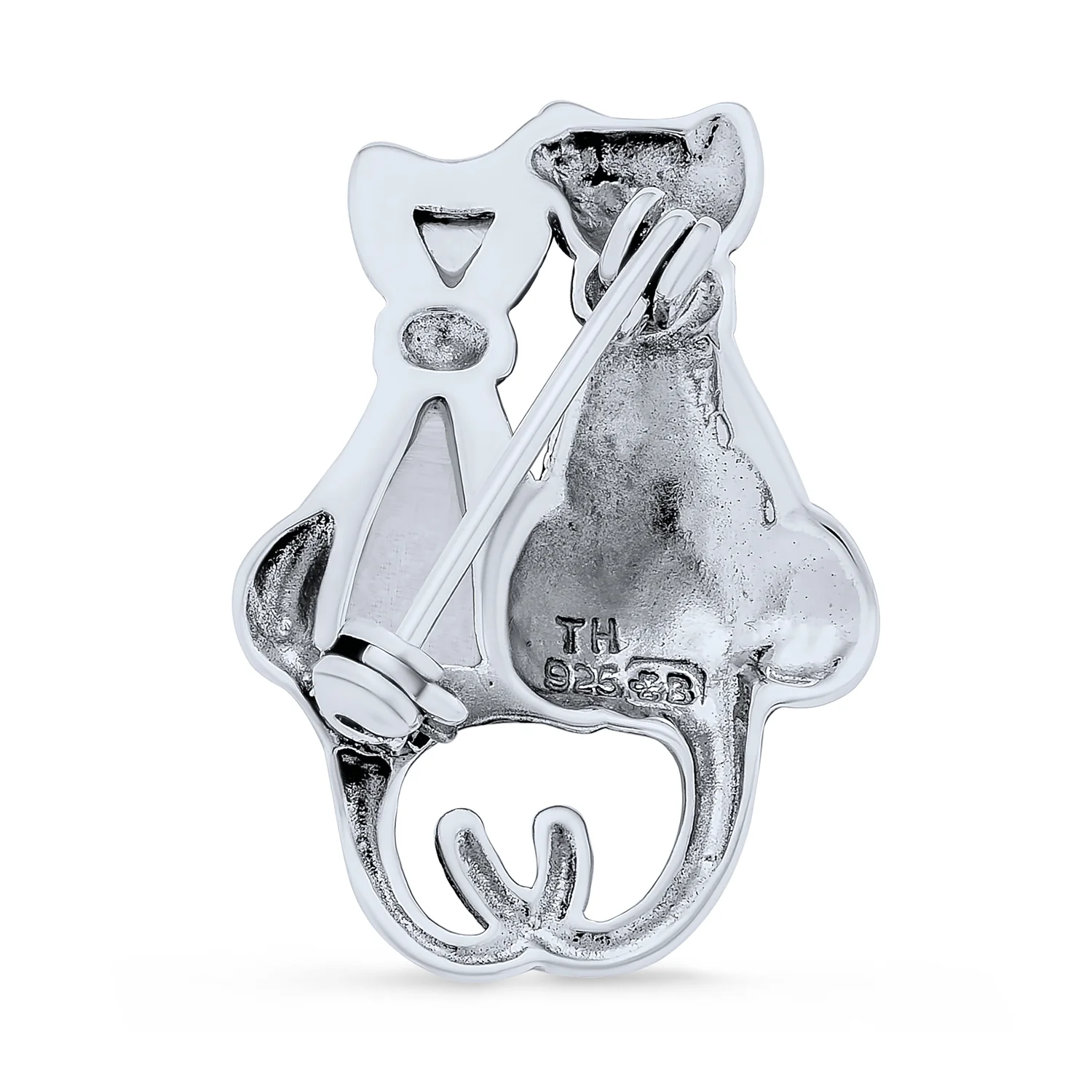 Black & White Marcasite Cat Brooche Pin Silver Pearl & Onyx - Image 3