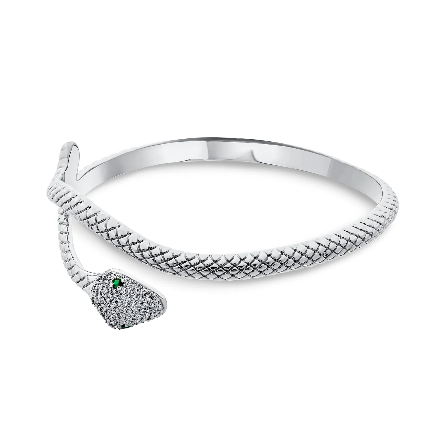 Egyptian Green Eye Bypass Statement Snake Bangle Cuff Bracelet Adjustable - Image 2