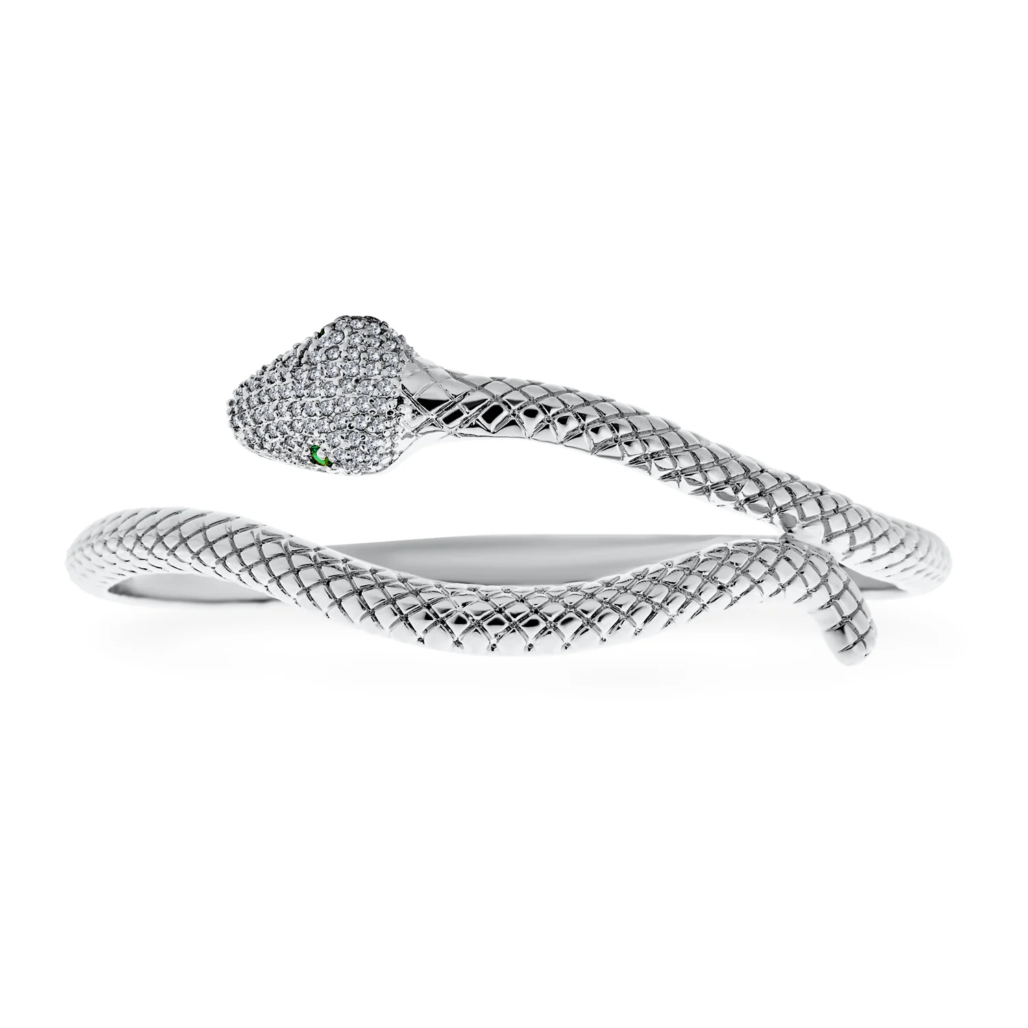Egyptian Green Eye Bypass Statement Snake Bangle Cuff Bracelet Adjustable - Image 4