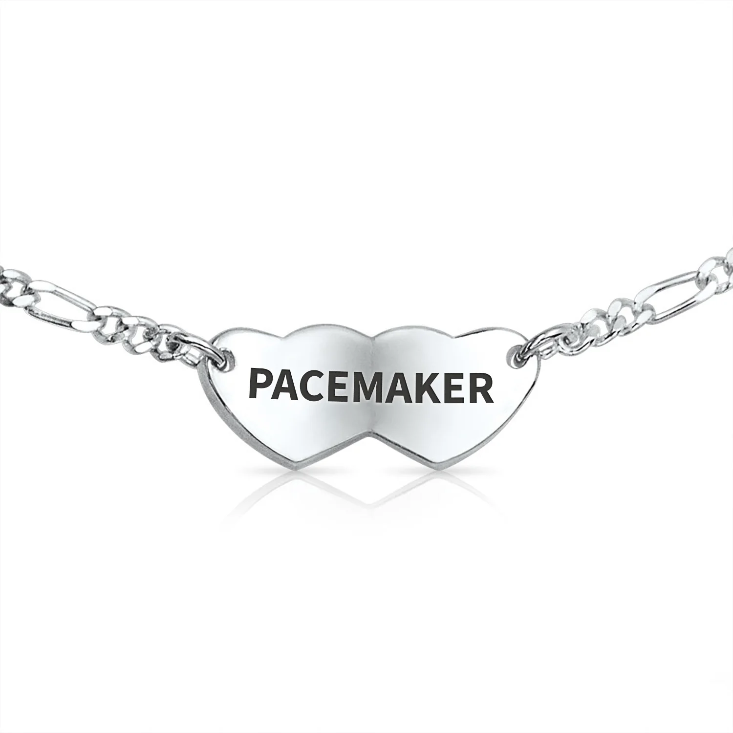 Dainty Heart Shape Red Medical Identification Blank ID Bracelet .925 Sterling Silver Wrist 6 -7 Inch - Image 3