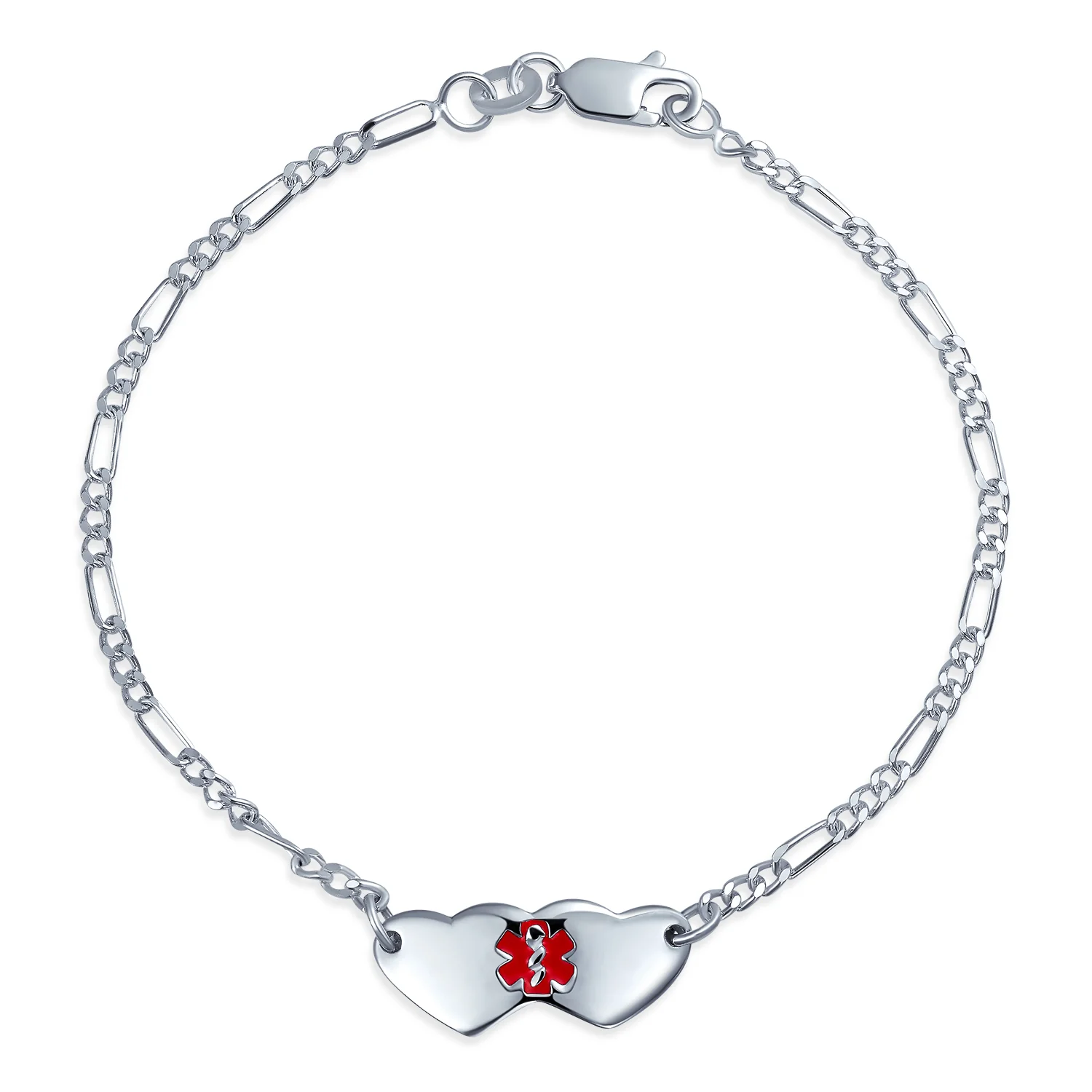 Dainty Heart Shape Red Medical Identification Blank ID Bracelet .925 Sterling Silver Wrist 6 -7 Inch - Image 36