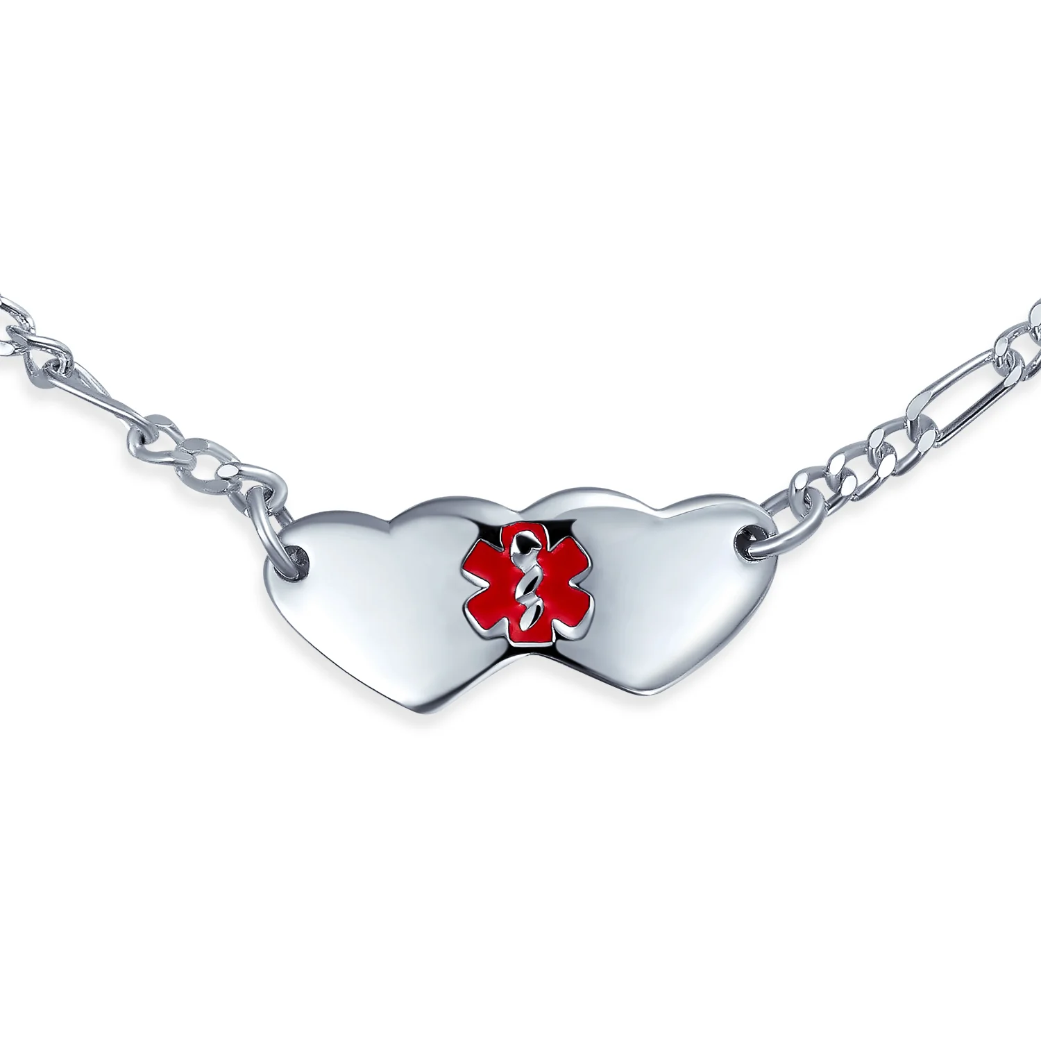 Dainty Heart Shape Red Medical Identification Blank ID Bracelet .925 Sterling Silver Wrist 6 -7 Inch - Image 50