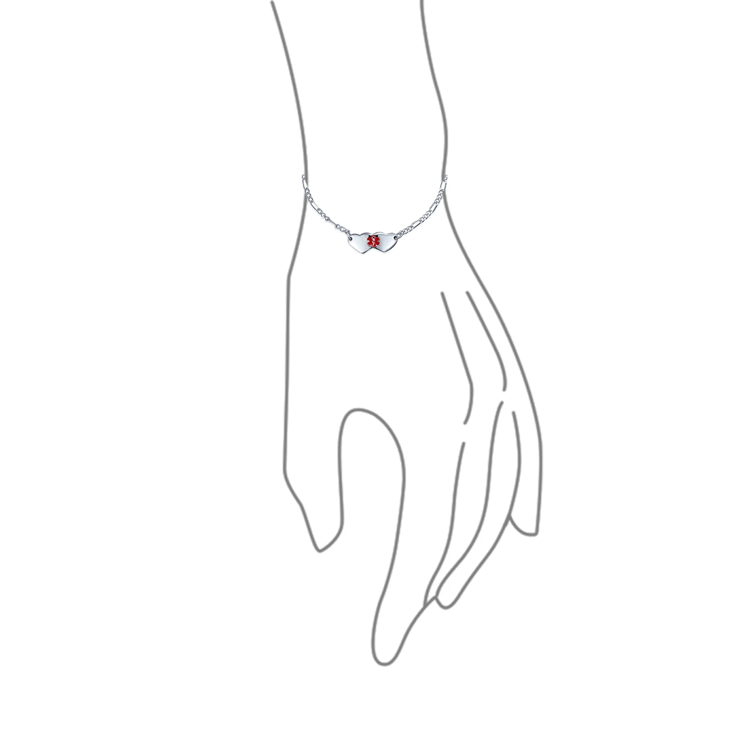 Dainty Heart Shape Red Medical Identification Blank ID Bracelet .925 Sterling Silver Wrist 6 -7 Inch - Image 52