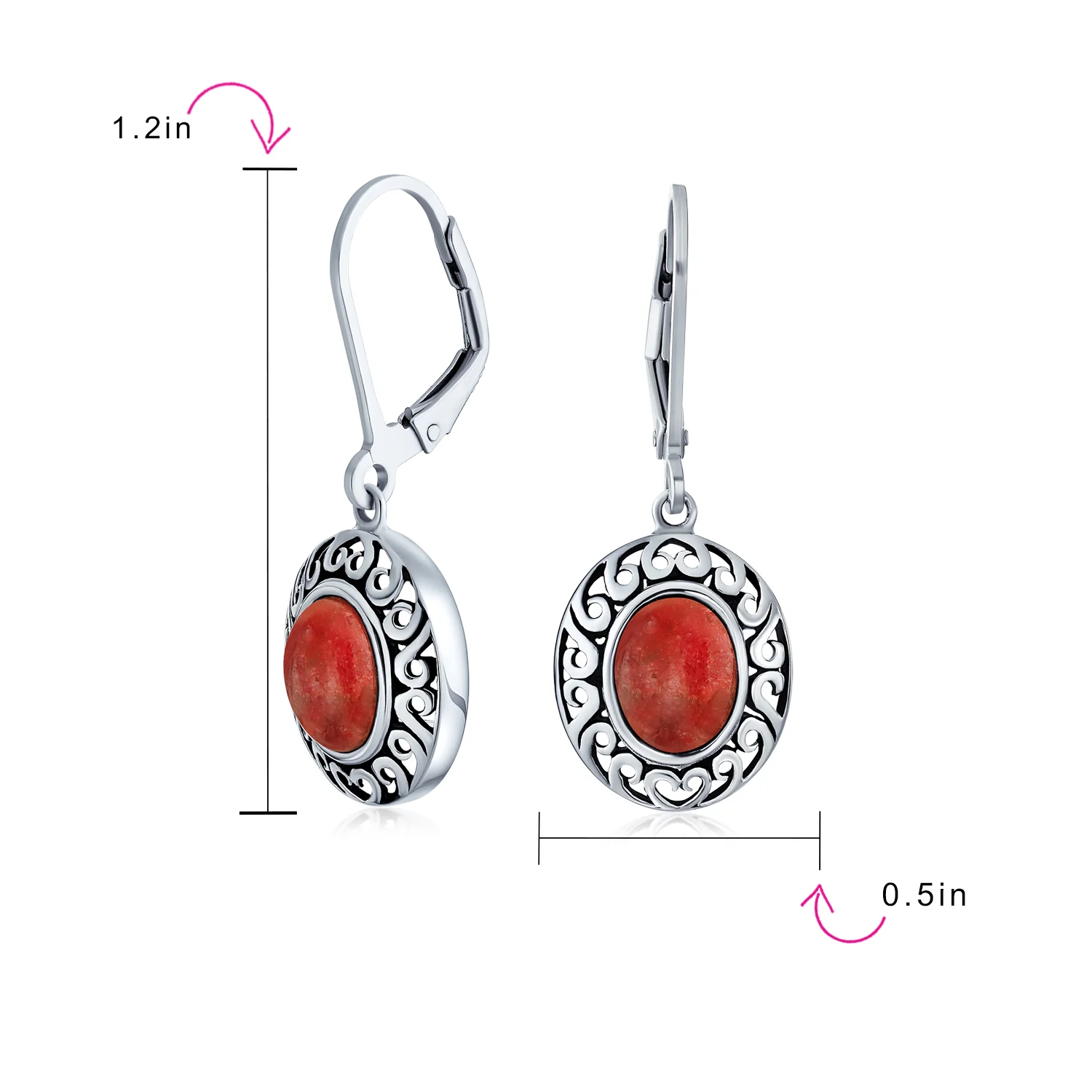 3CT Gemstone Oval Bezel Set Lever Back Dangle Earrings Sterling Silver - Image 17