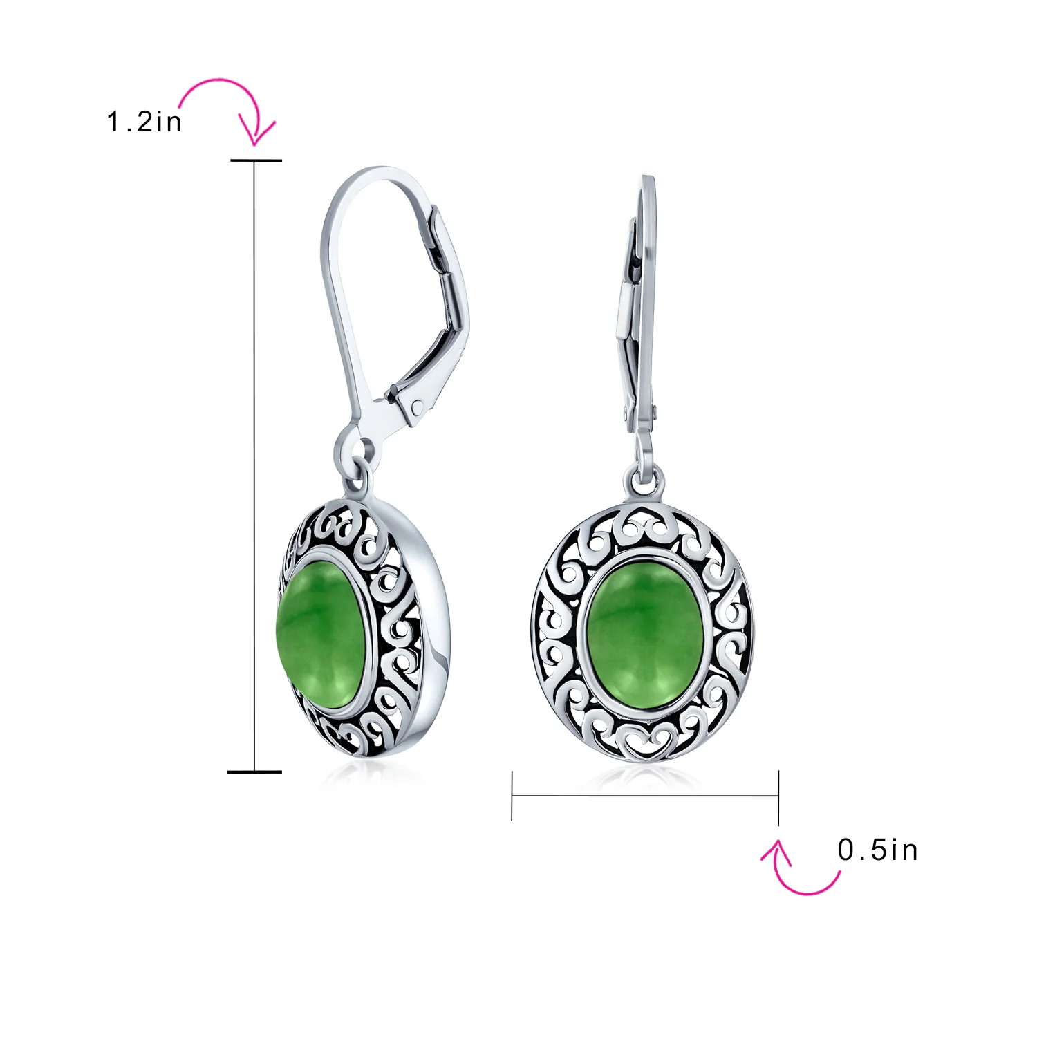 3CT Gemstone Oval Bezel Set Lever Back Dangle Earrings Sterling Silver - Image 18
