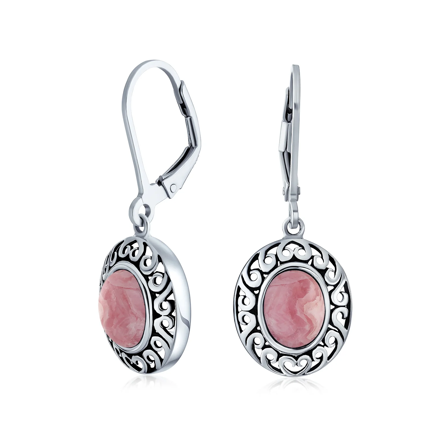 3CT Gemstone Oval Bezel Set Lever Back Dangle Earrings Sterling Silver - Image 4