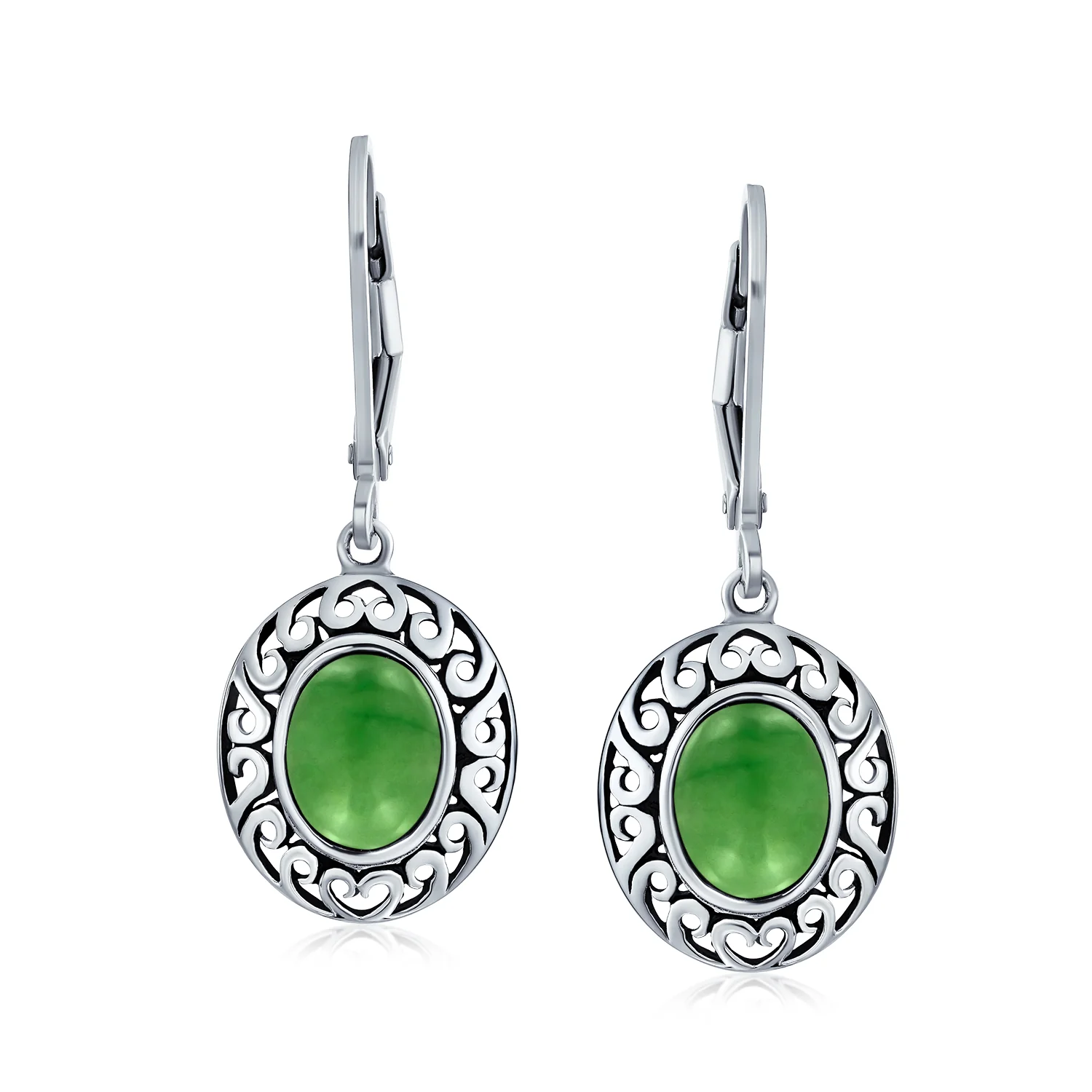3CT Gemstone Oval Bezel Set Lever Back Dangle Earrings Sterling Silver - Image 8
