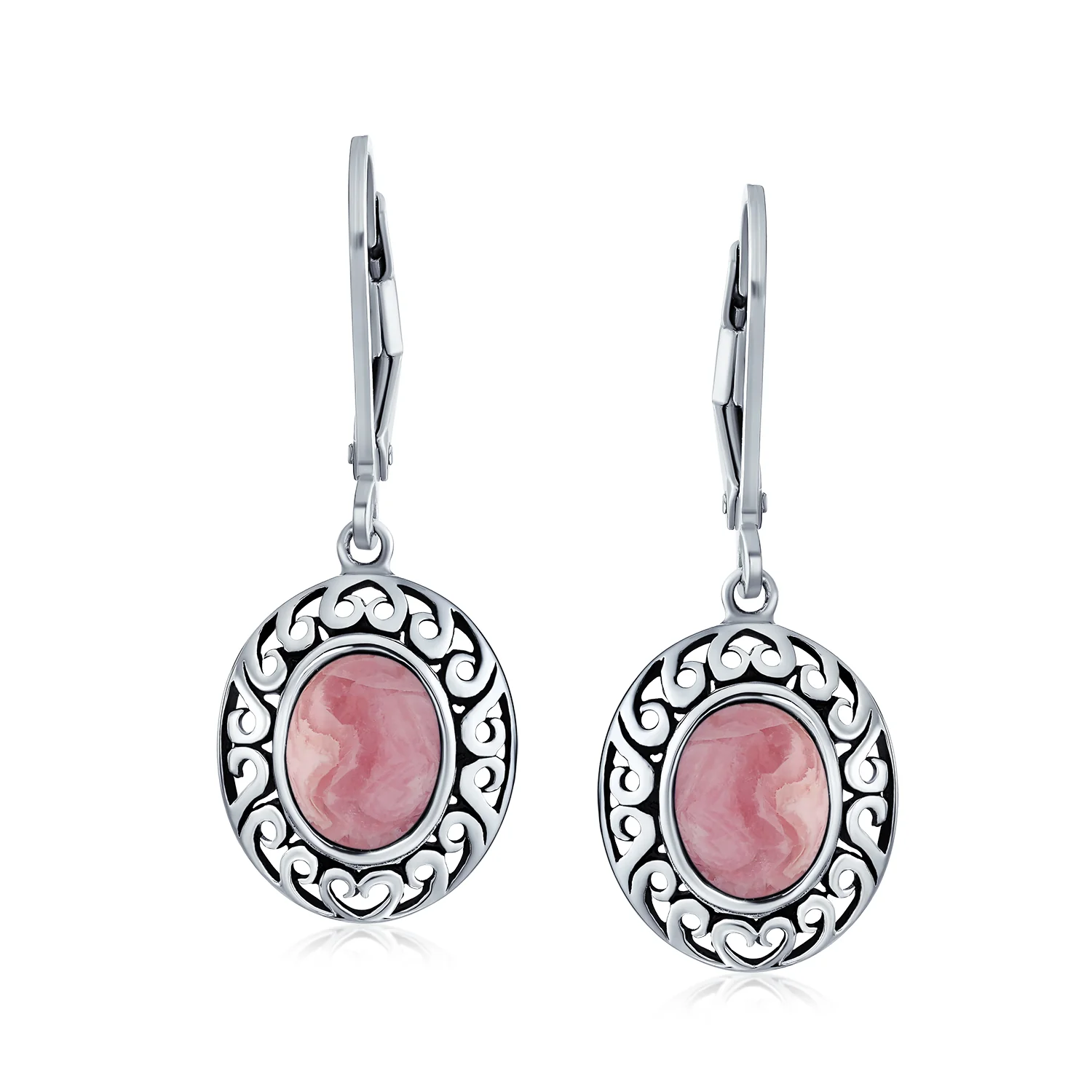 3CT Gemstone Oval Bezel Set Lever Back Dangle Earrings Sterling Silver - Image 9