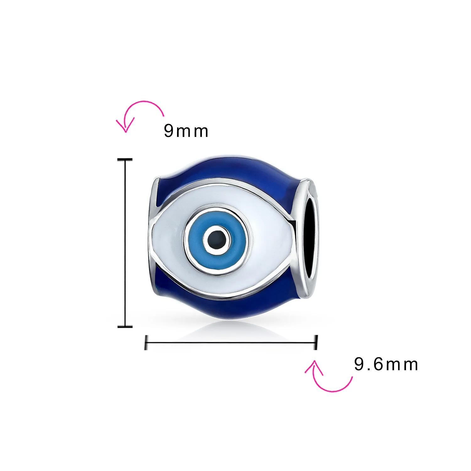 Blue Enamel Evil Eye Charm Bead Amulet Good Luck Silver - Image 3