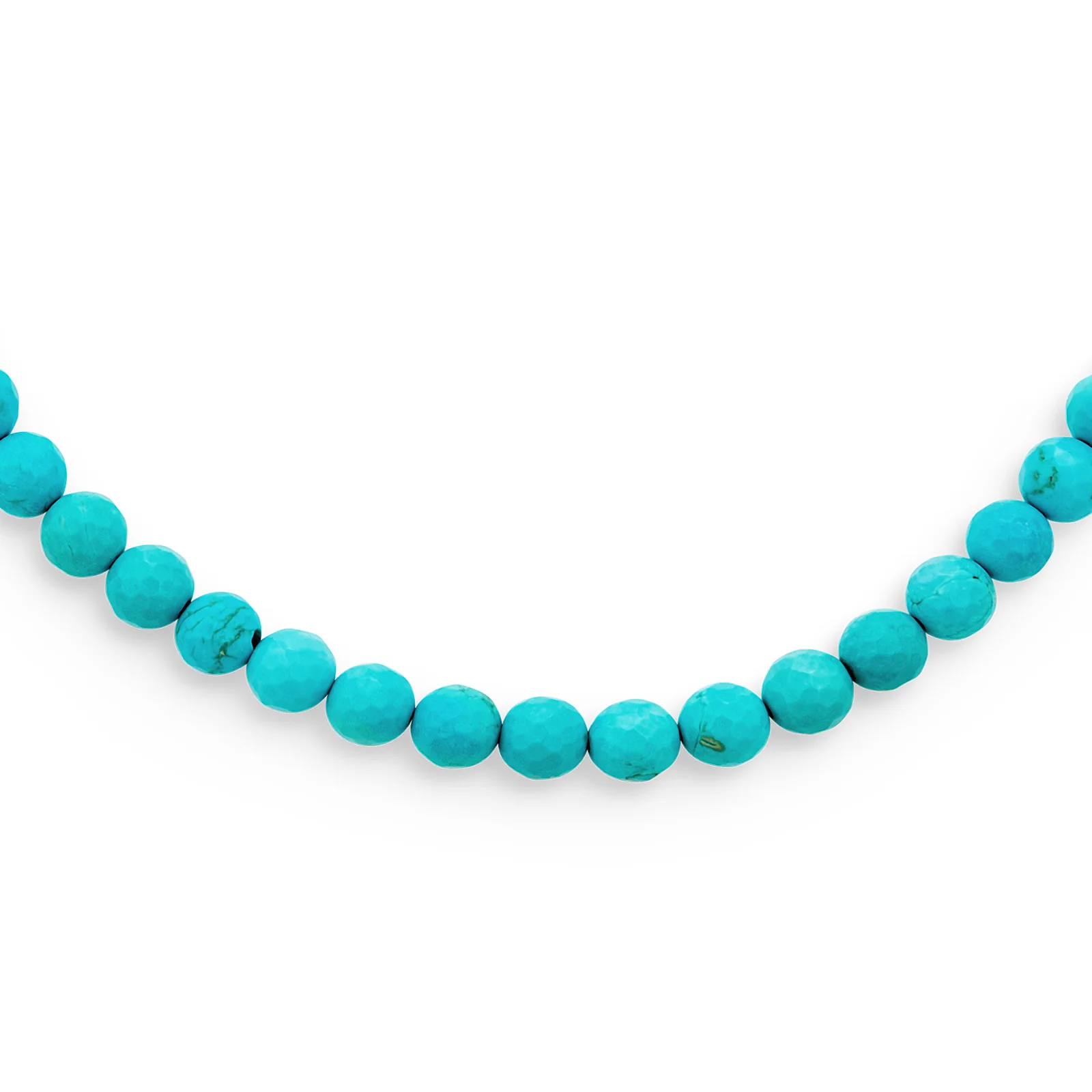 Semi-Precious Created Blue Turquoise Faceted Stone 10MM Bead Ball Strand Necklace 16 Inch - Image 4