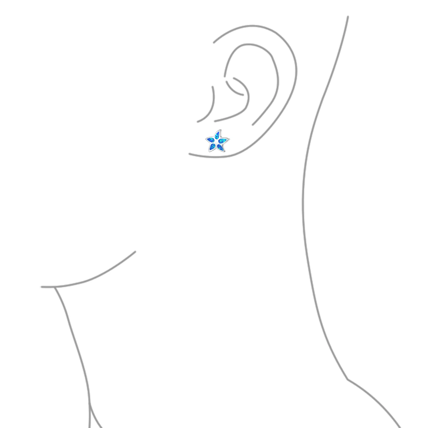 Blue Opal Starfish Stud Earrings October Birthstone Ocean - Image 3