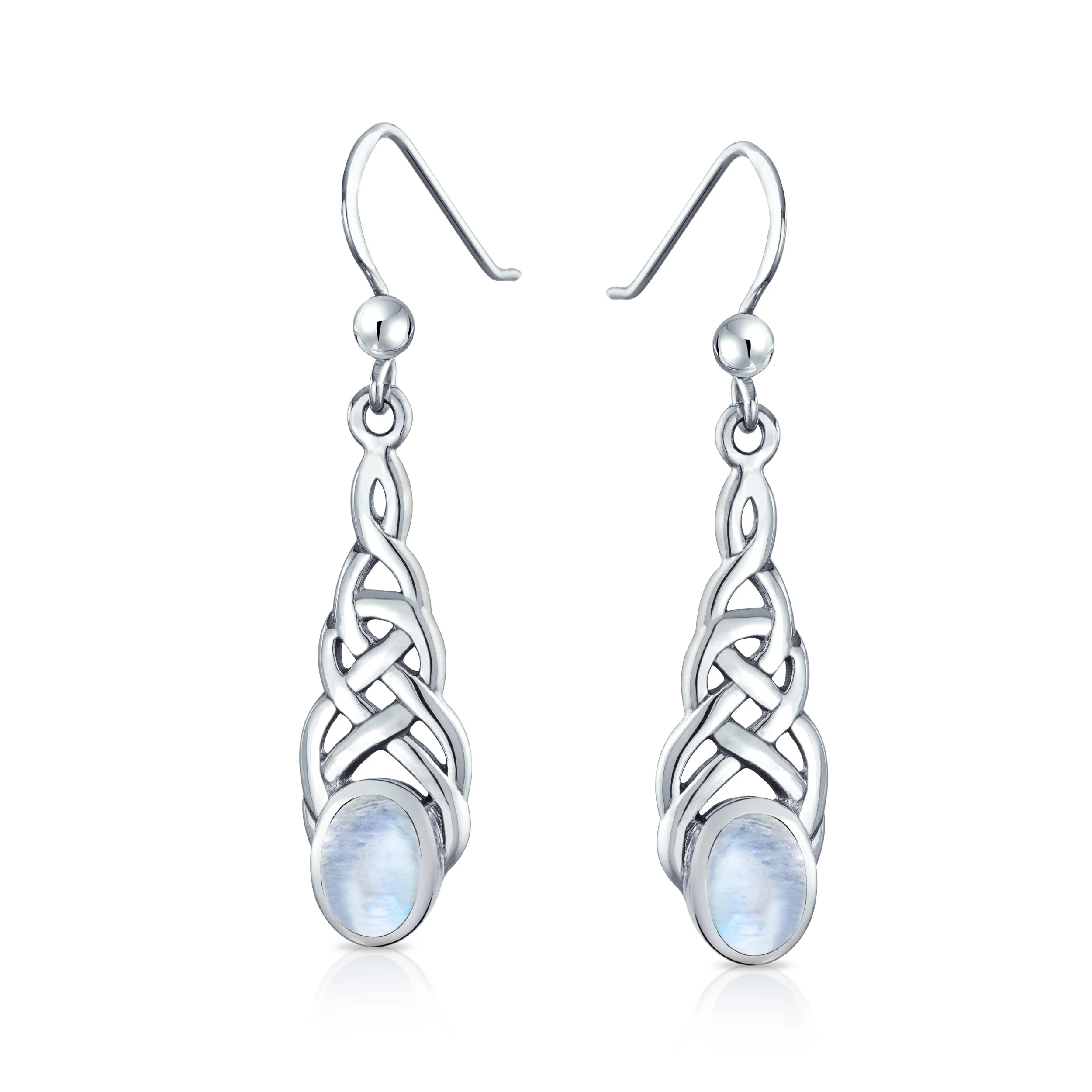 Blue Topaz Amethyst Moonstone Celtic Knot Dangle Earrings - Image 3