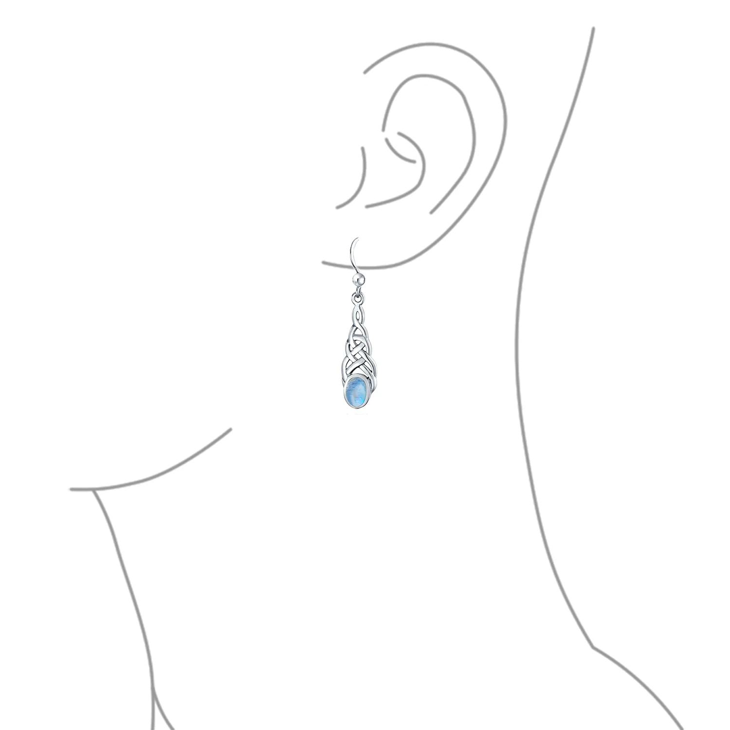 Blue Topaz Amethyst Moonstone Celtic Knot Dangle Earrings - Image 5
