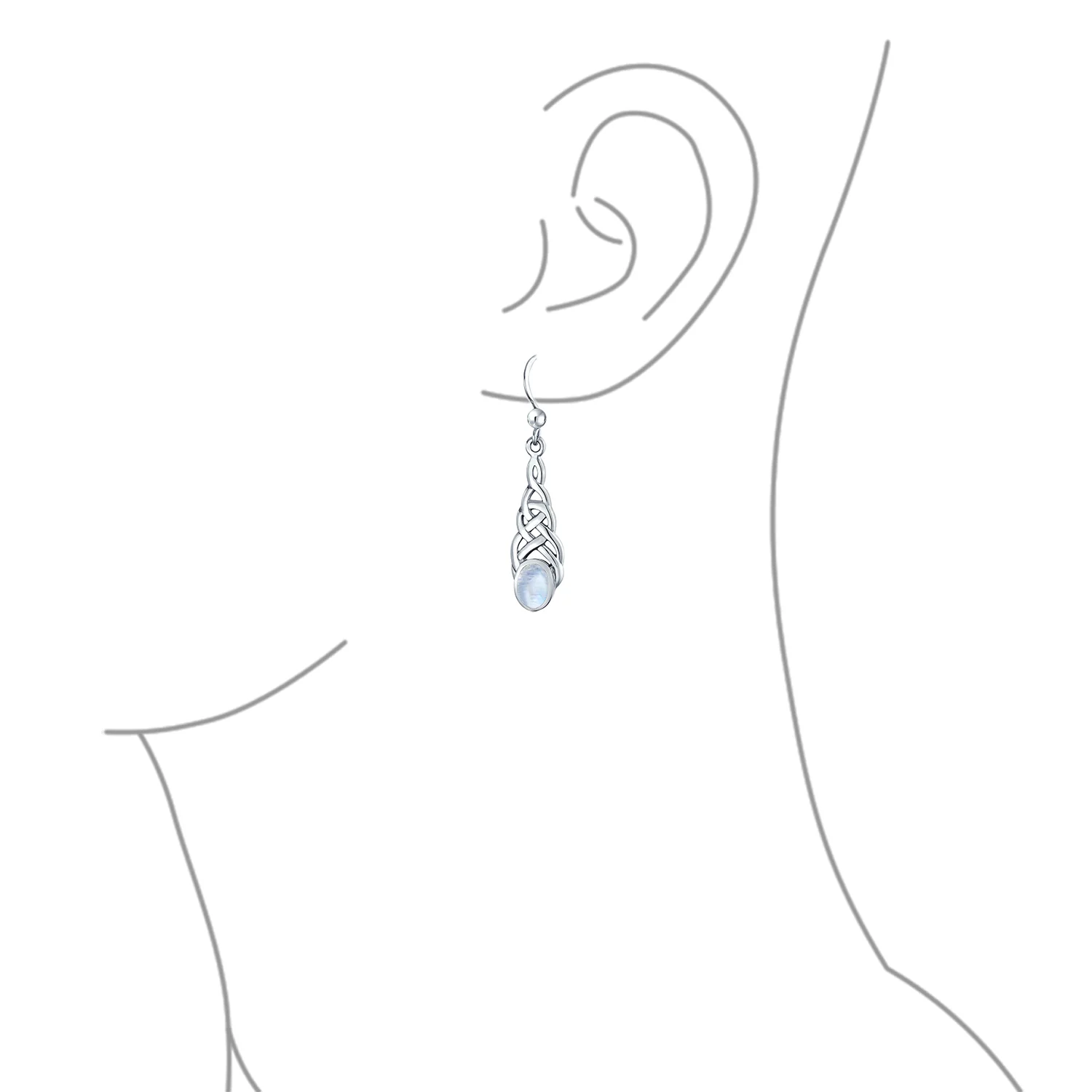 Blue Topaz Amethyst Moonstone Celtic Knot Dangle Earrings - Image 6