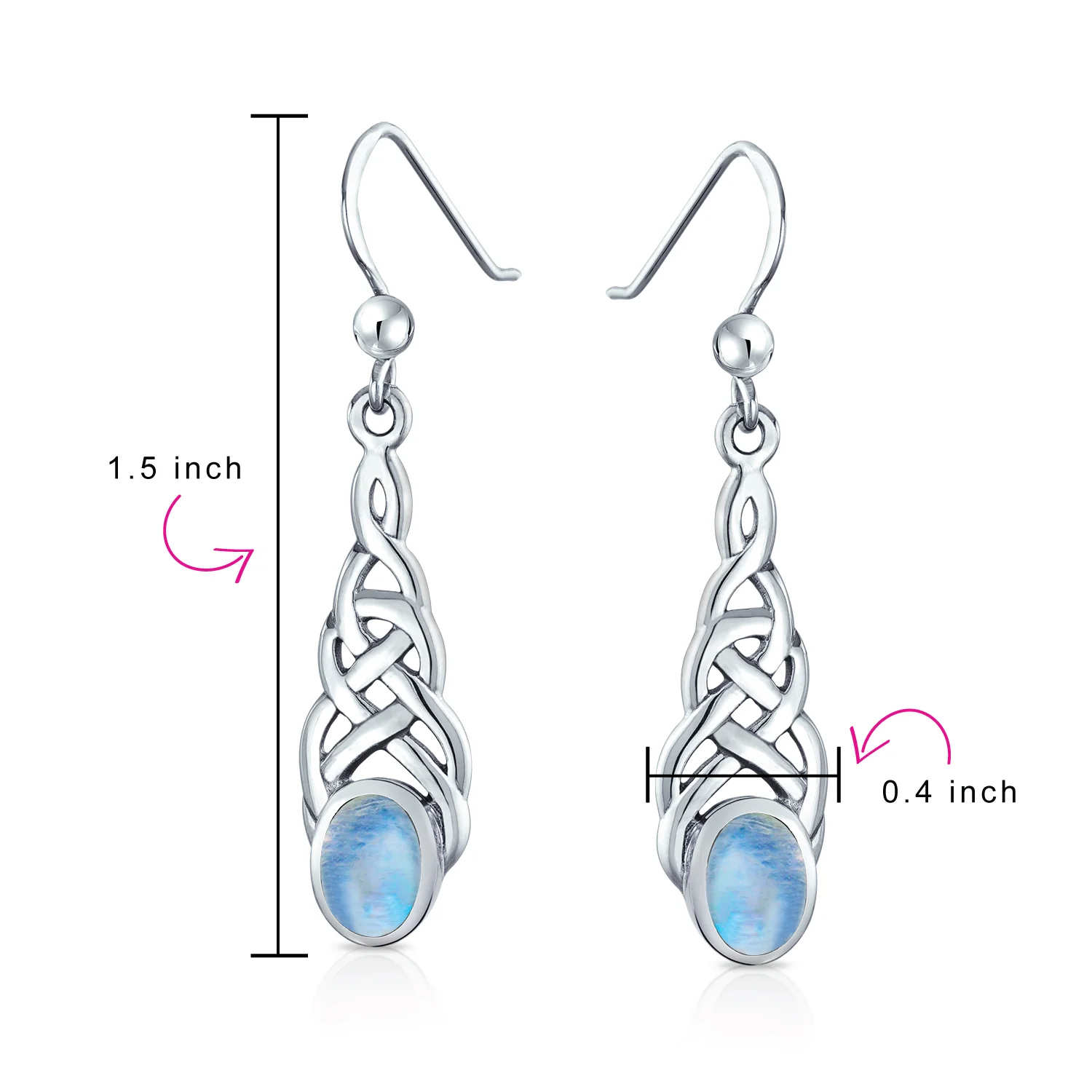 Blue Topaz Amethyst Moonstone Celtic Knot Dangle Earrings - Image 8