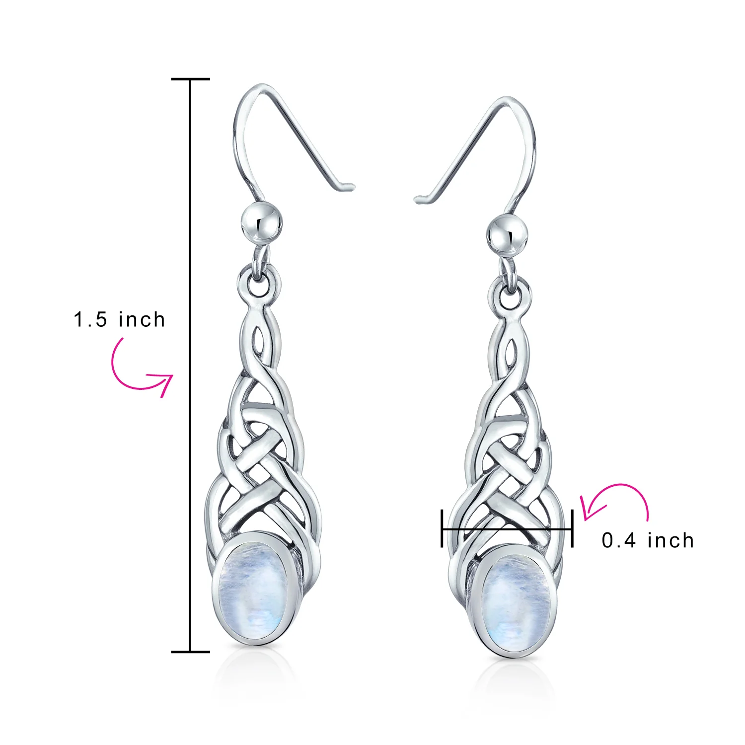 Blue Topaz Amethyst Moonstone Celtic Knot Dangle Earrings - Image 9