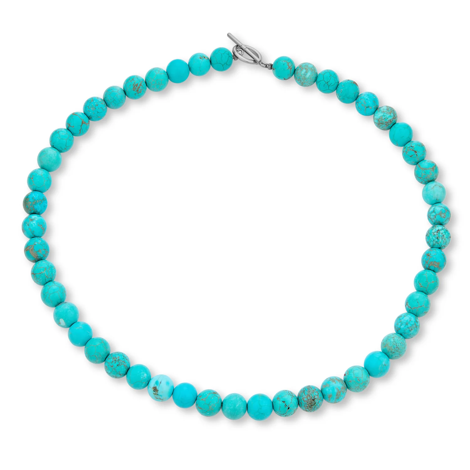 Semi-Precious Created Turquoise Stone 10MM Bead Ball Strand Necklace 15 Inch