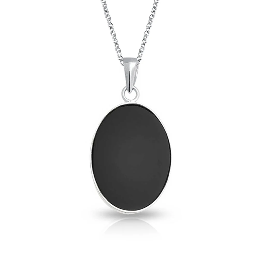 Classic Vintage Style Blue Black White Cameo Pendant Necklace in Sterling Silver - Image 5