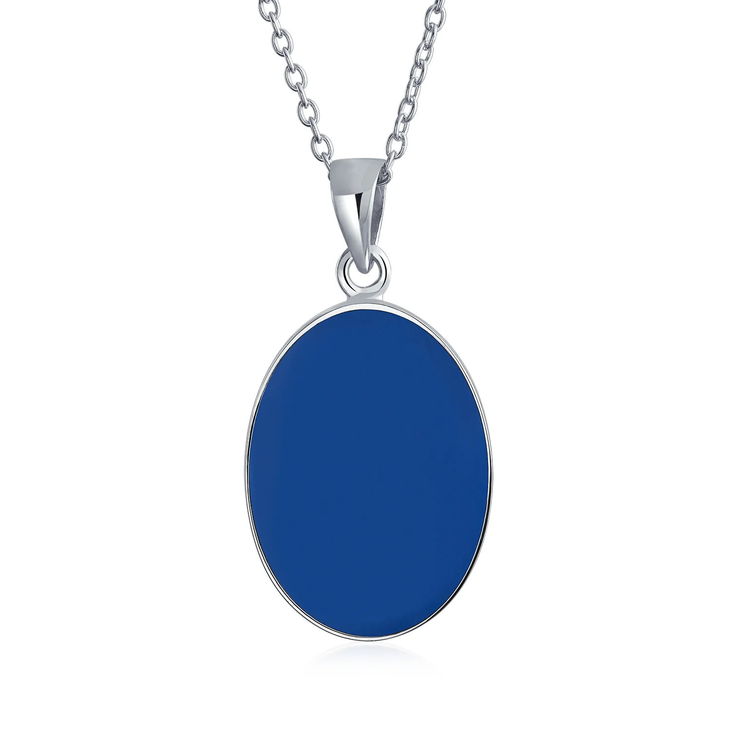 Classic Vintage Style Blue Black White Cameo Pendant Necklace in Sterling Silver - Image 6