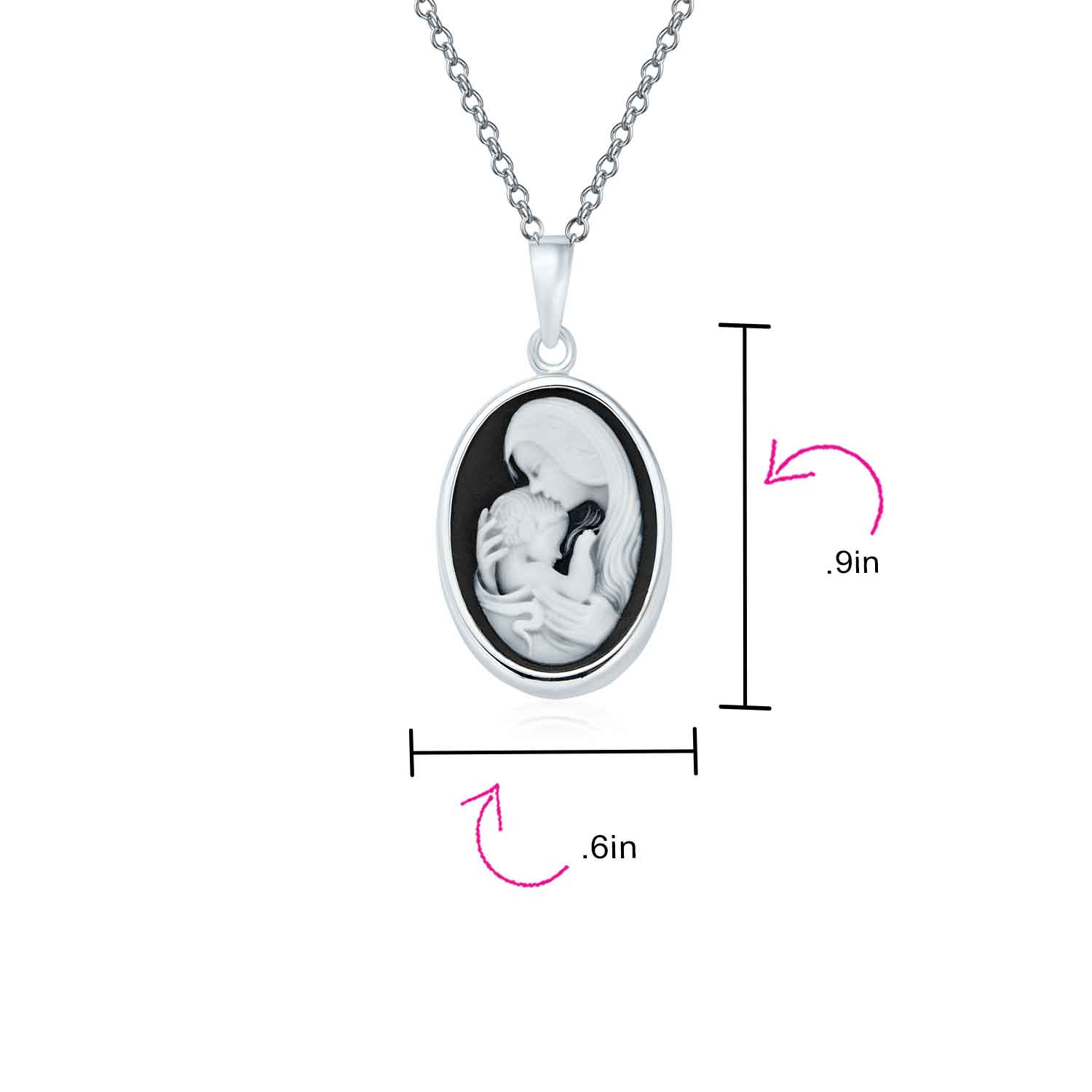 Classic Vintage Style Blue Black White Cameo Pendant Necklace in Sterling Silver - Image 9