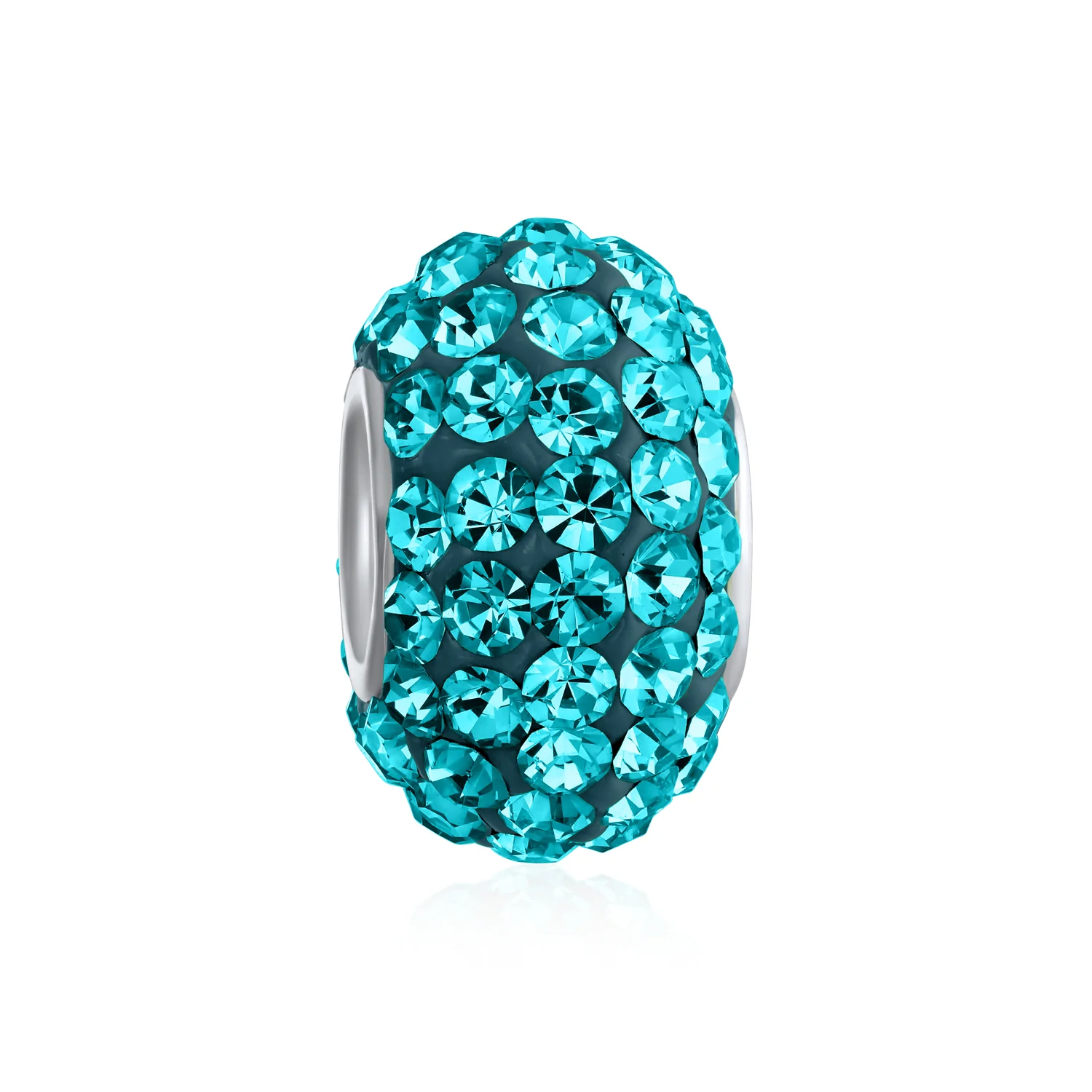 Blue White Crystal Christmas Charm Bead Snowflake Silver - Image 5