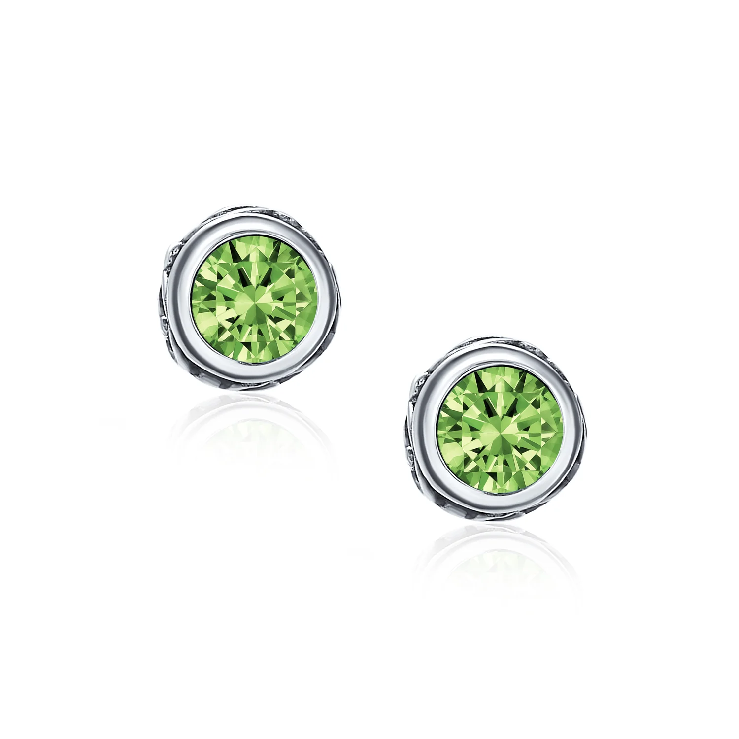 Boho Bali Birthstone Gemstone Stud Earrings Oxidized Silver - Image 10