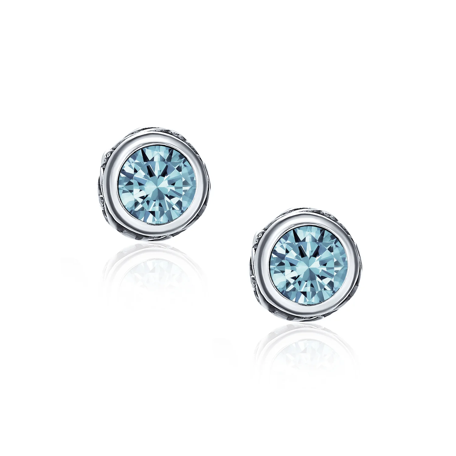 Boho Bali Birthstone Gemstone Stud Earrings Oxidized Silver - Image 7