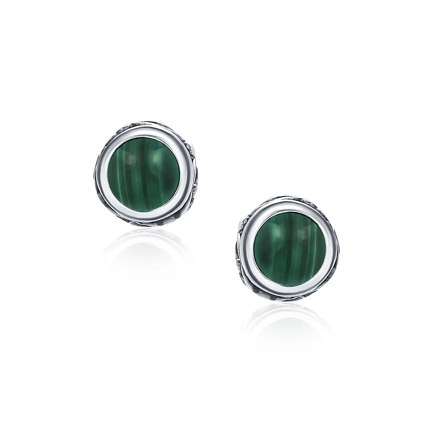 Boho Bali Birthstone Gemstone Stud Earrings Oxidized Silver - Image 8