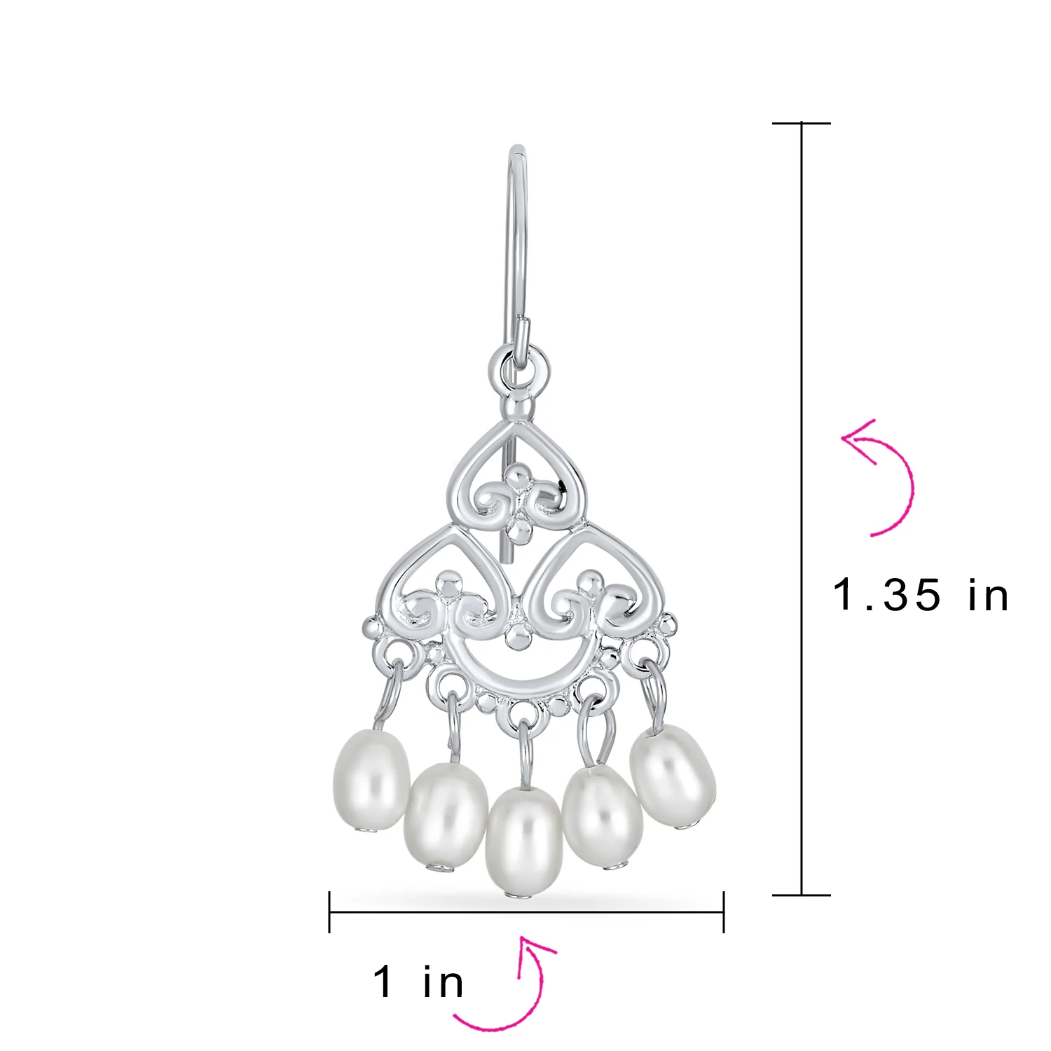 Boho Ethnic Dangle Earrings Freshwater Pearl Fringe Hooks - Image 4