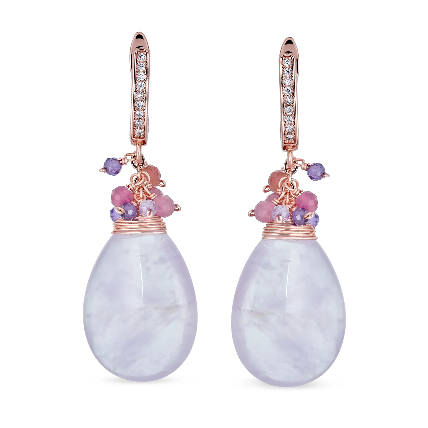Boho Fashion Dangle Earrings Crystal Beads Gemstone Accents - Image 2