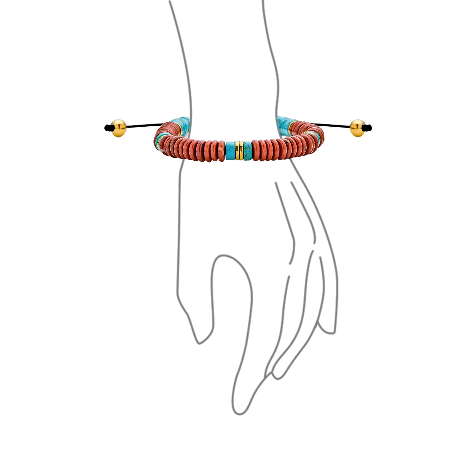 Boho Gemstone Strand Bracelet Turquoise TigerEye Jasper Jade - Image 6