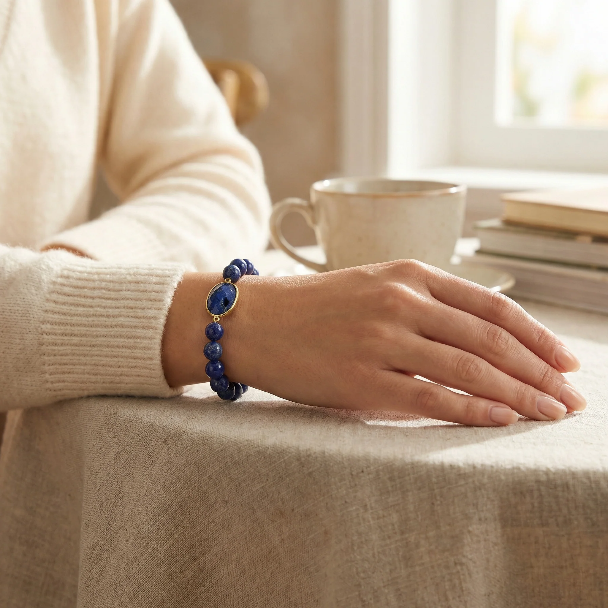 Stacking Stretch Bracelet Lapis Amethyst Turquoise Hearts - Image 5