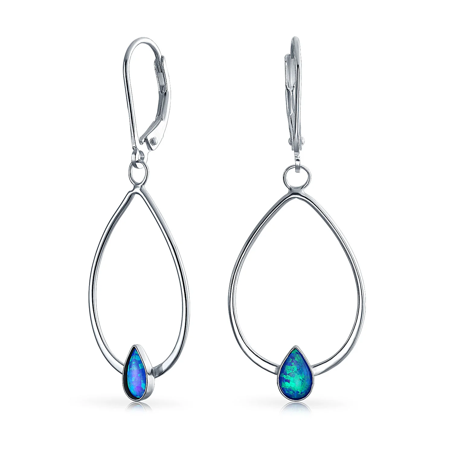 Boho Geometric Dangle Gemstone Earrings Abalone Accents - Image 2