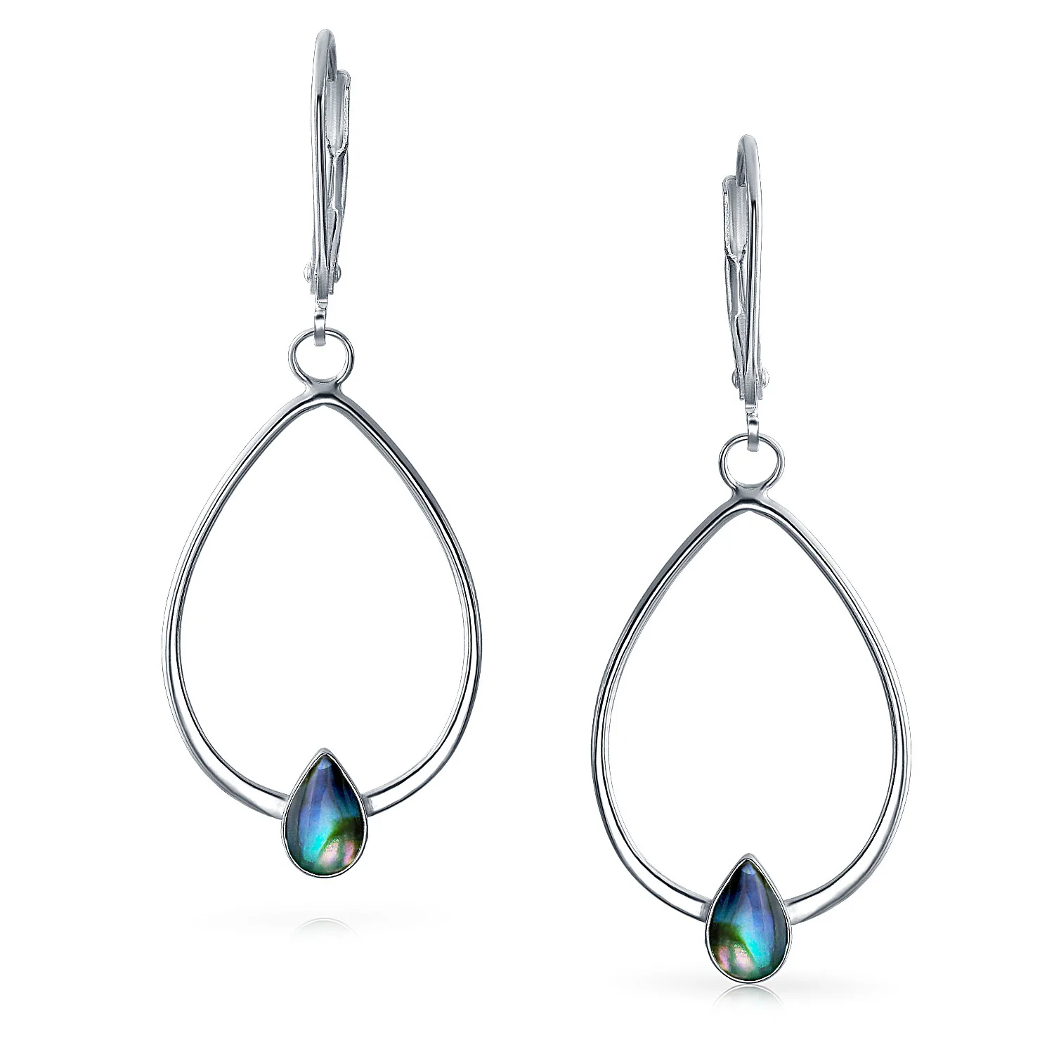 Boho Geometric Dangle Gemstone Earrings Abalone Accents - Image 3