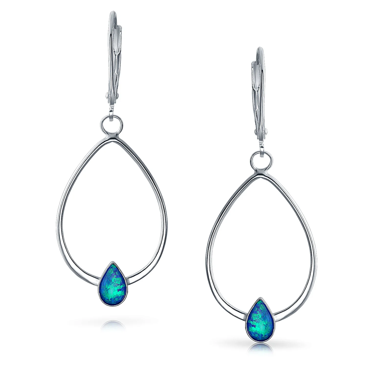 Boho Geometric Dangle Gemstone Earrings Abalone Accents - Image 4