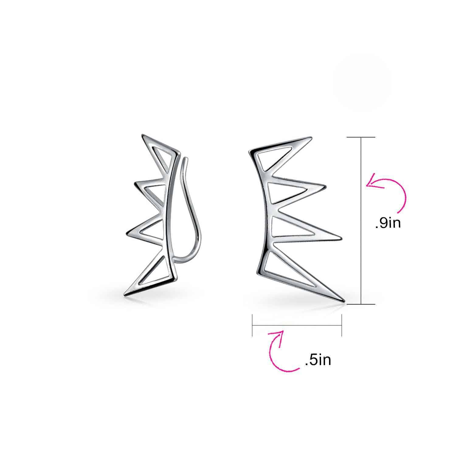 Boho Minimalist Geometric Ear Cuff Cartilage Spike Earrings Sterling Silver - Image 10