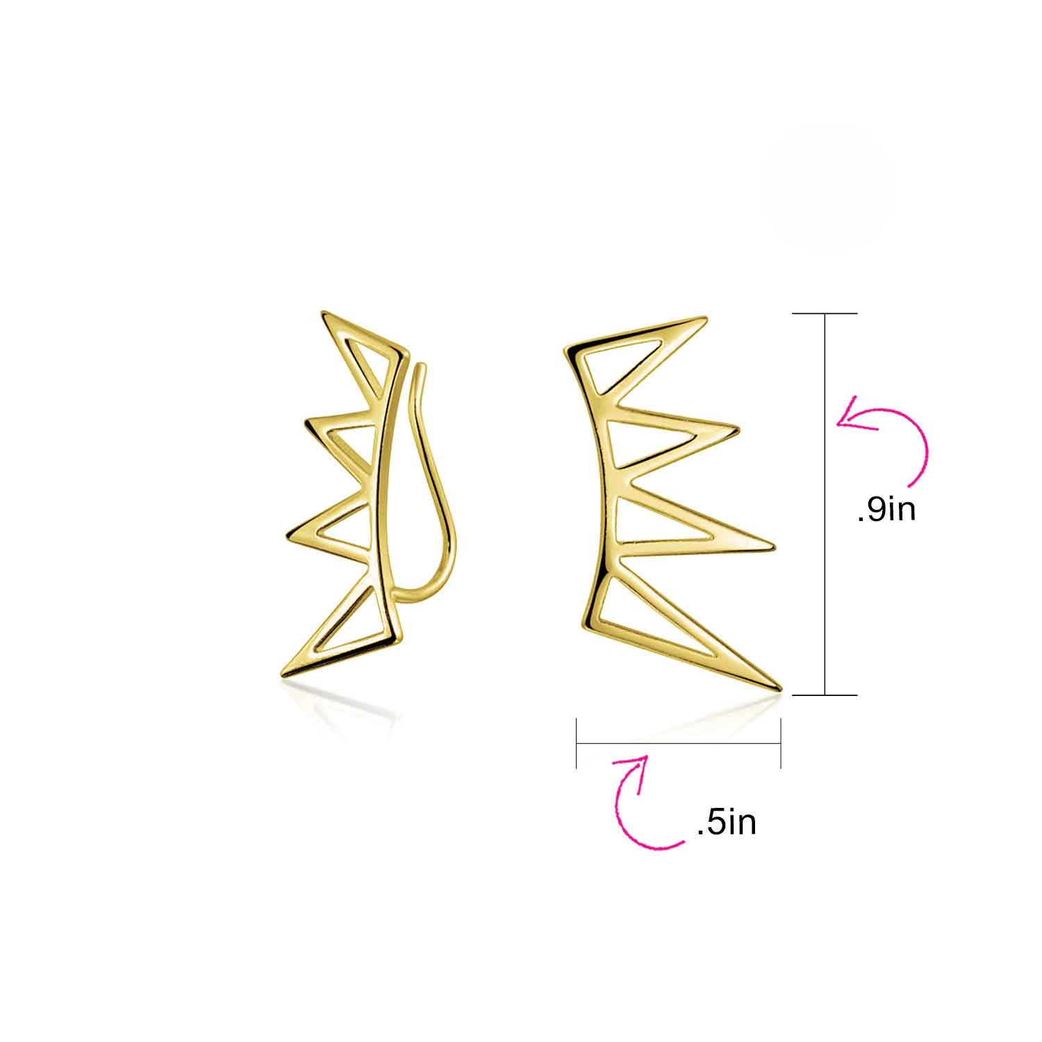 Boho Minimalist Geometric Ear Cuff Cartilage Spike Earrings Sterling Silver - Image 11